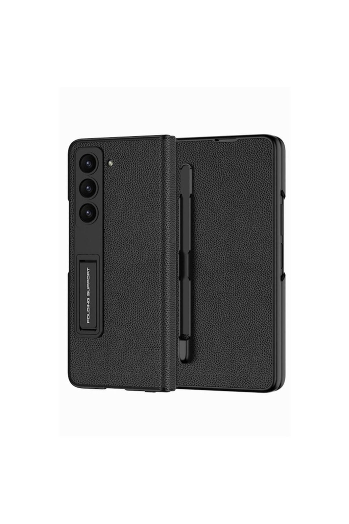 Megafox Teknoloji Samsung Galaxy Z Fold 5 Uyumlu Kılıf Kalem Bölmeli Droga Kapak