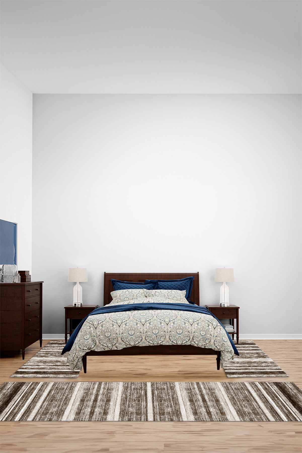 Viyana Home Modern Dijital Kaymaz Taban Düz Model Yıkanabilir Üçlü Yatak Odası Halısı, YO-MODERN-240-KAHVE,
