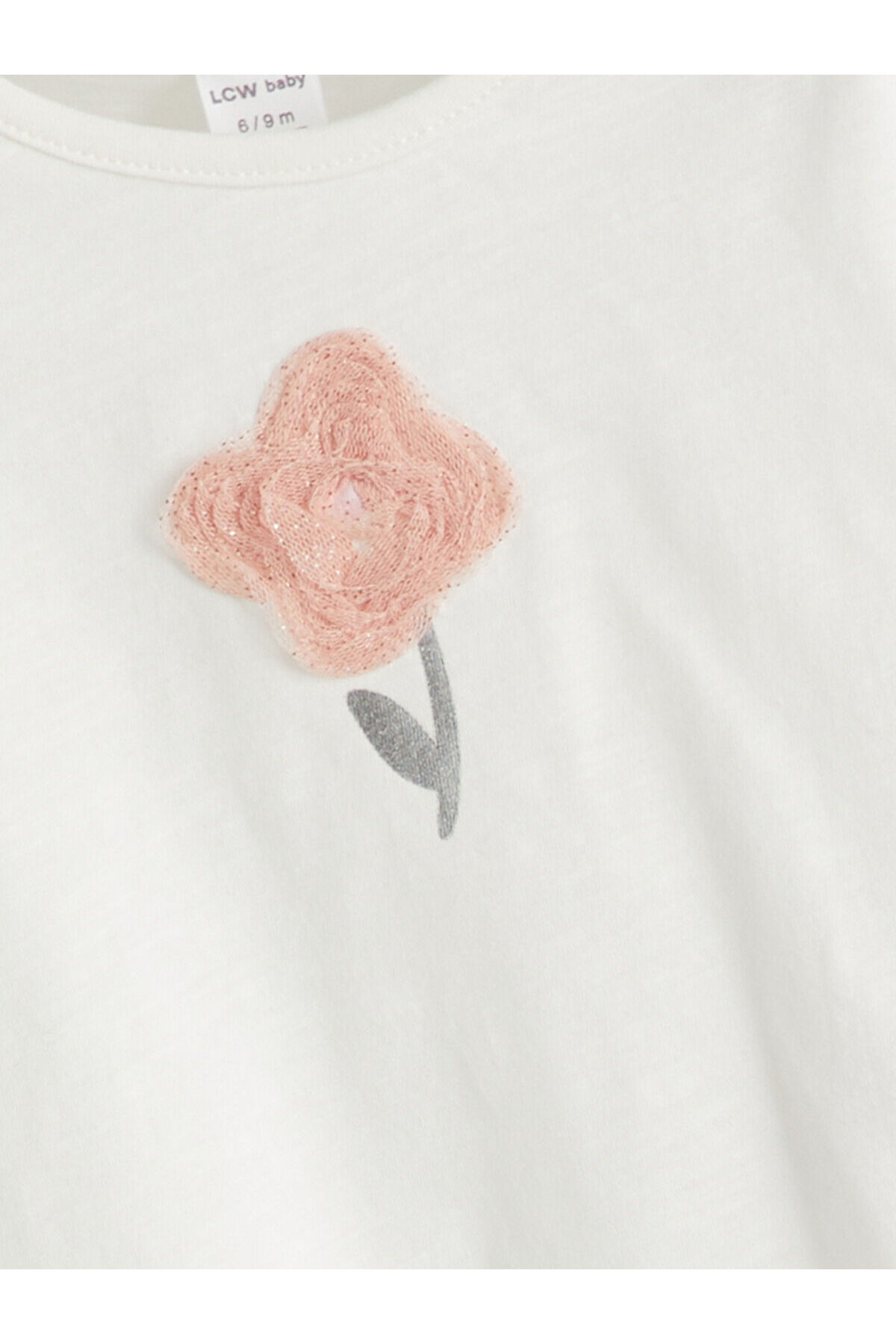 LC Waikiki Nevaa Collection Bej Çiçek Aplikeli Kız Bebek Bluz ve Tayt 2'li fotoğrafı 3 (önizleme)