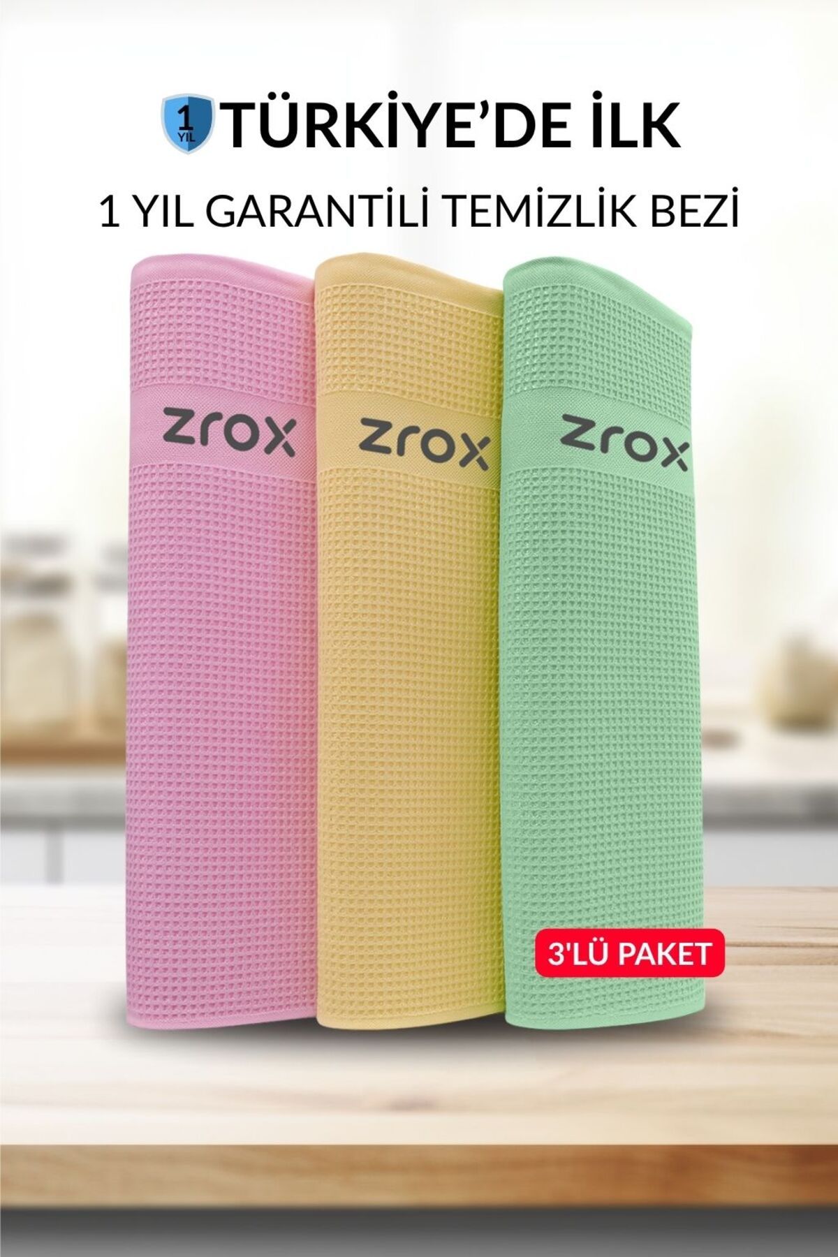 Zrox Silvera 3’lü Mikrofiber Temizlik Bezi 1 Yıl Garantili (40x60cm)