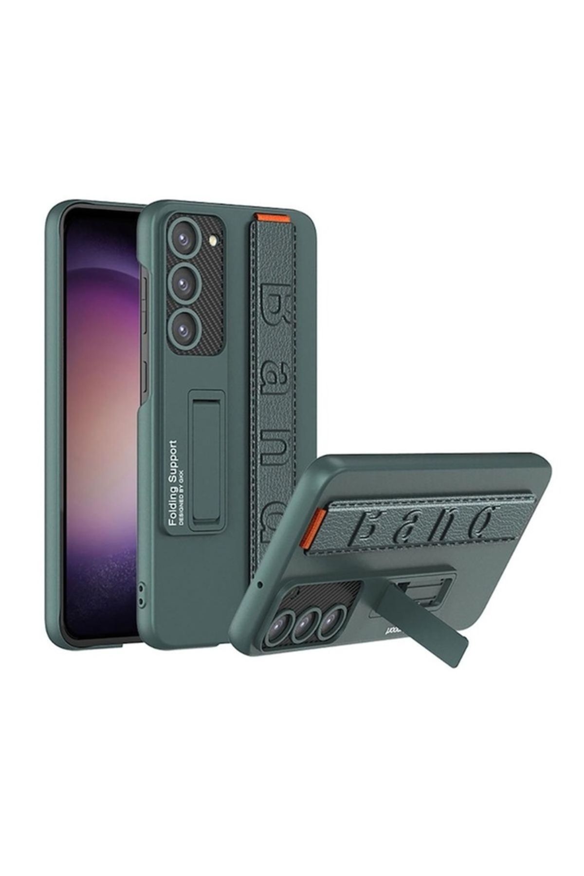 Megafox Teknoloji Samsung Galaxy S23 Uyumlu Kılıf Standlı El Tutacaklı Band Kapak