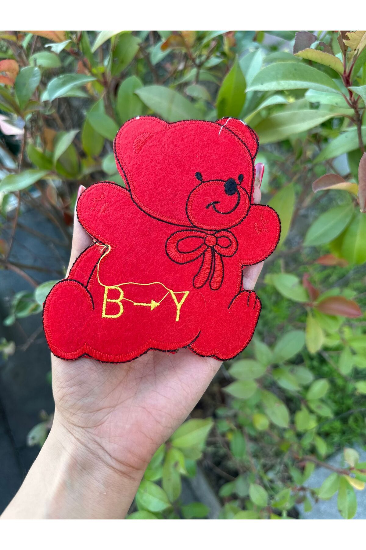 Gönülden Tasarım ÜTÜ İLE YAPIŞAN AYI ARMA DİKİŞ AKSESUARI 14X12 CM Kırmızı