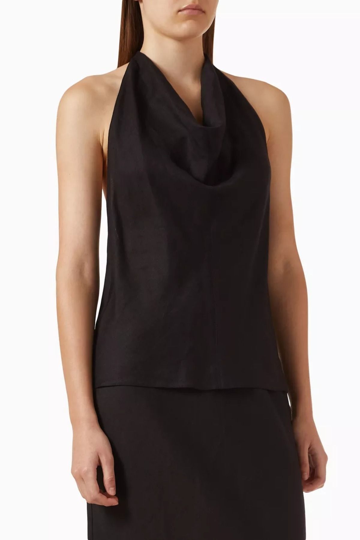 12storeez Halter Yaka Kolsuz Keten Bluz