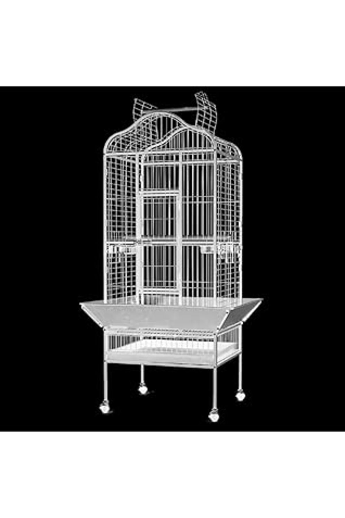 Mu Art Ahşap Dayang Papağan Eğitim Kafesi Ayaklı Siyah61X56X156, 600-A14B