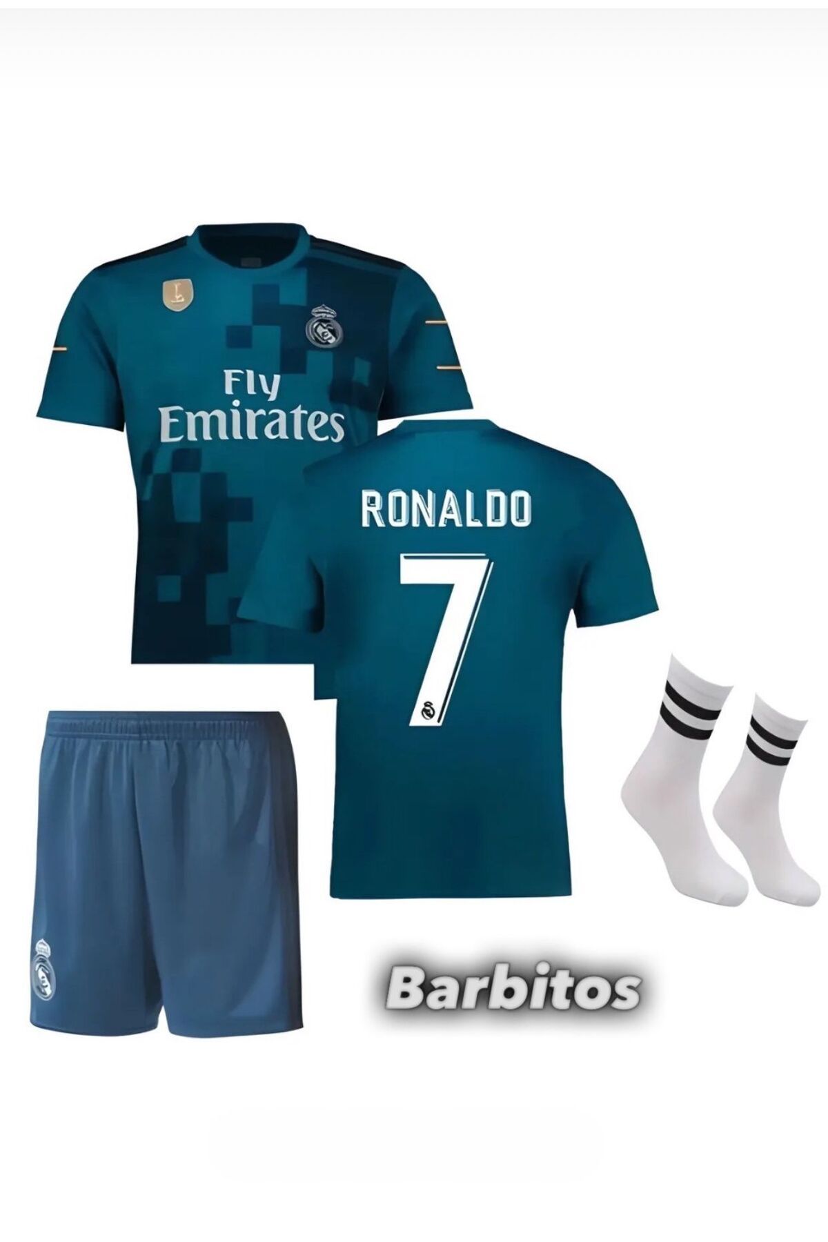 BARBITOS Real-madrid Ronaldo turkuaz 2016-17 turkuaz çocuk forması 4 lü set- 10JG