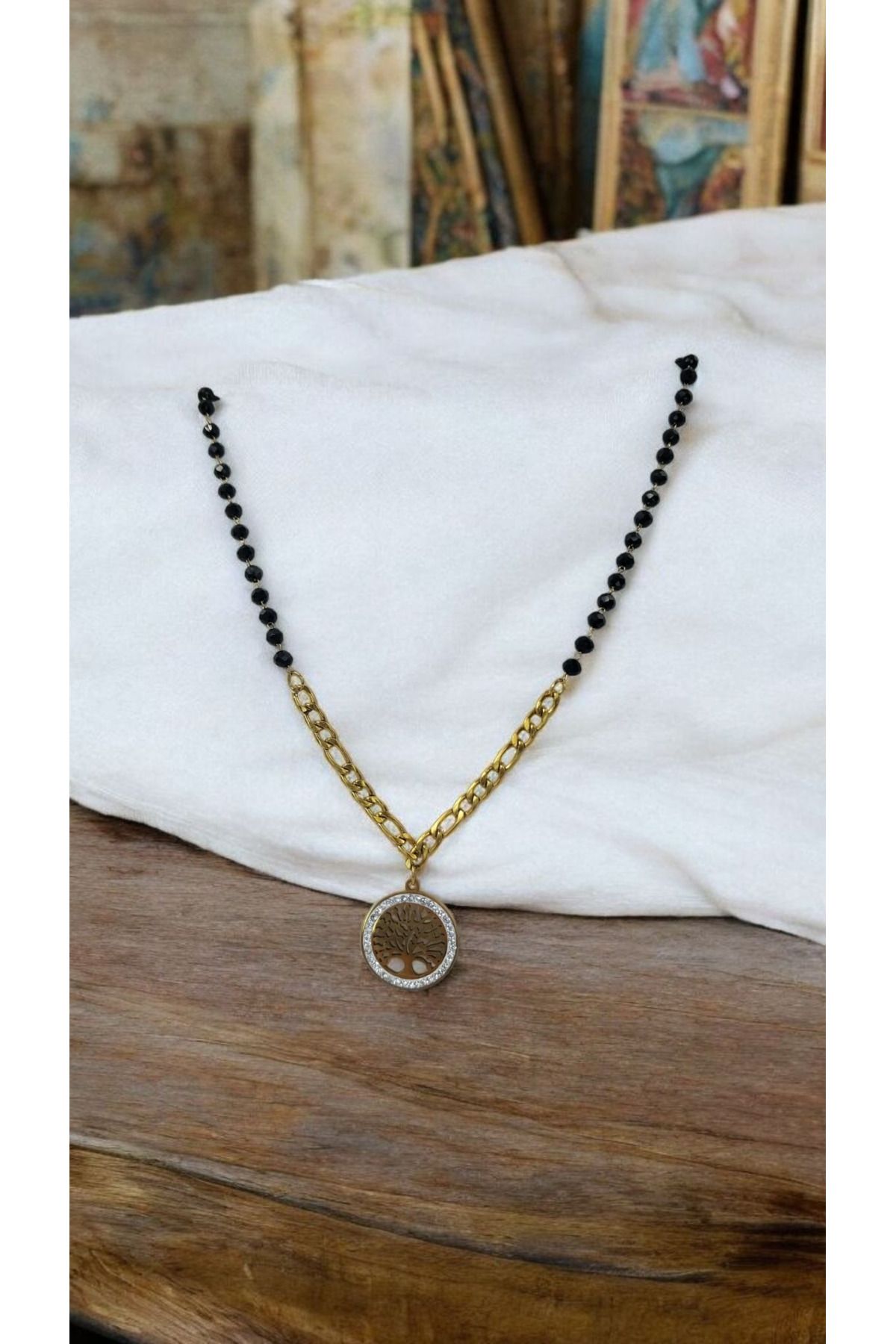 Yaseminli Butik Çelik Zirkon Taşlı Hayat Ağacı Kolye