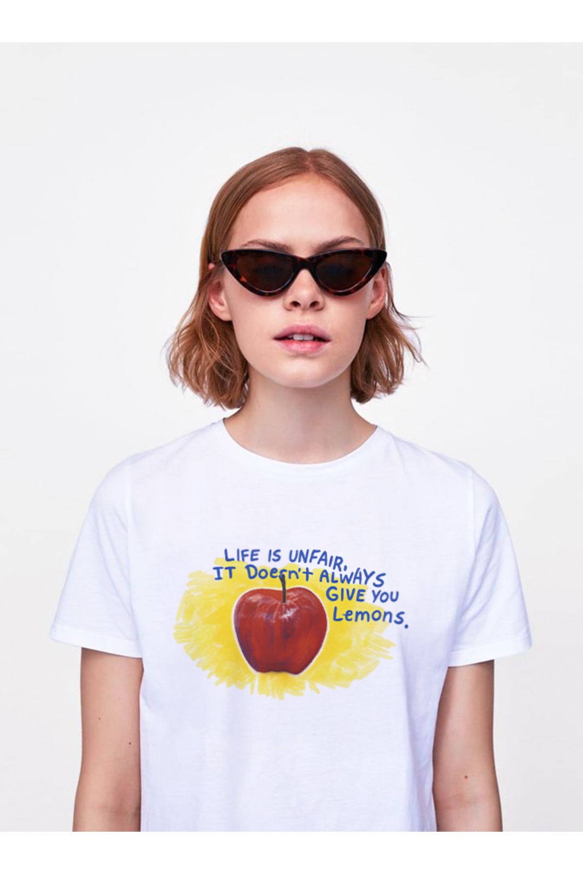 Disante No Lemons Today Baskılı Bisiklet Yaka Basic Trend Kadın T-shirt