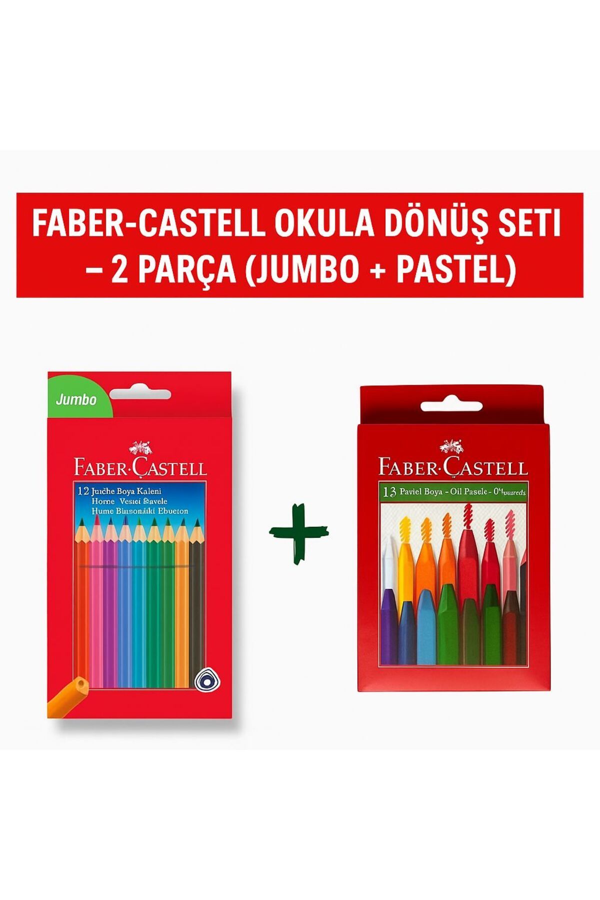 madam gold Faber-Castell Okula Dönüş Seti – 2 Parça (Jumbo + Pastel)