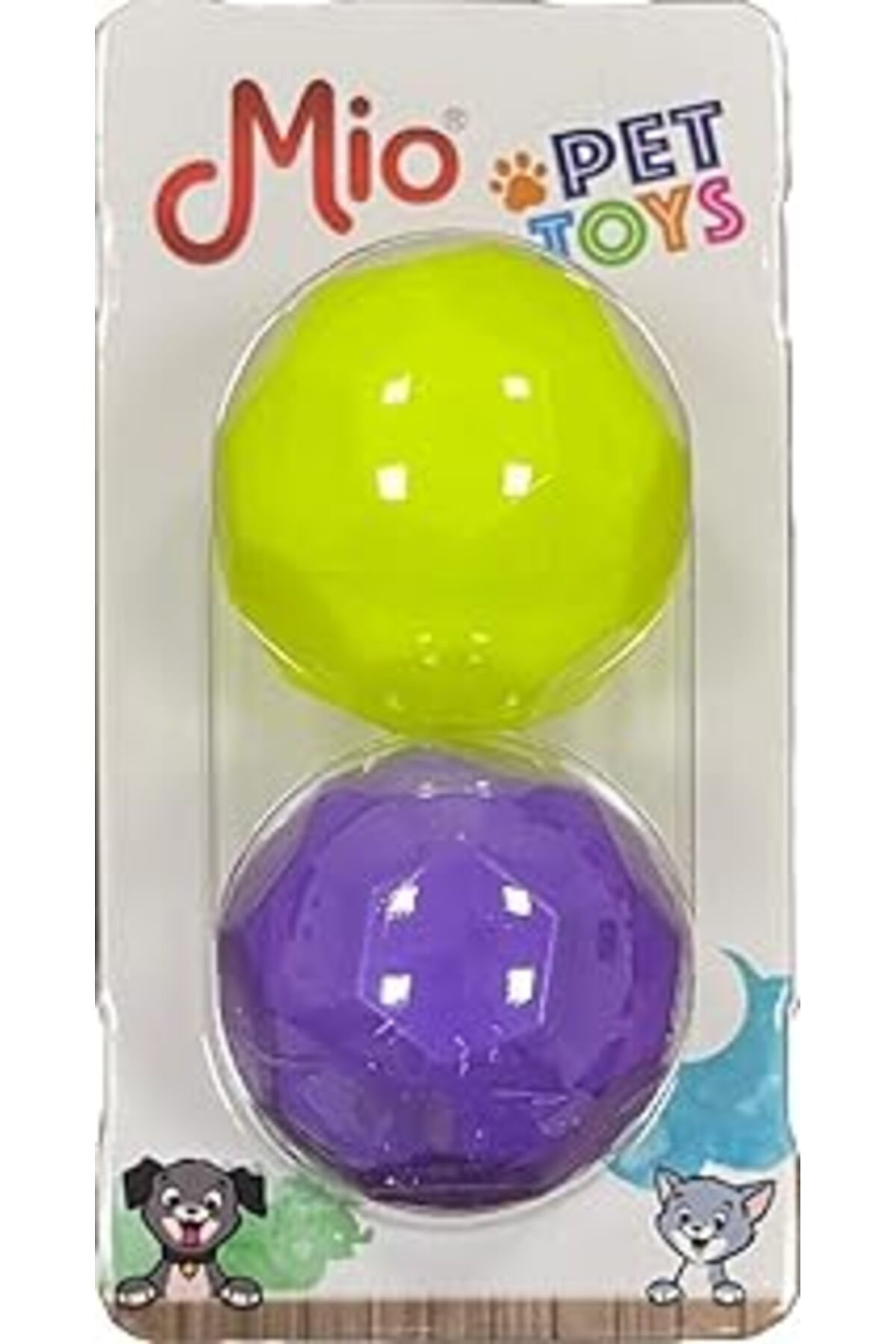 Mu Art Ahşap Mio Evcil Hayvan Oyuncakları, Klasik, Asetatlı İkili Top, 4 Cm