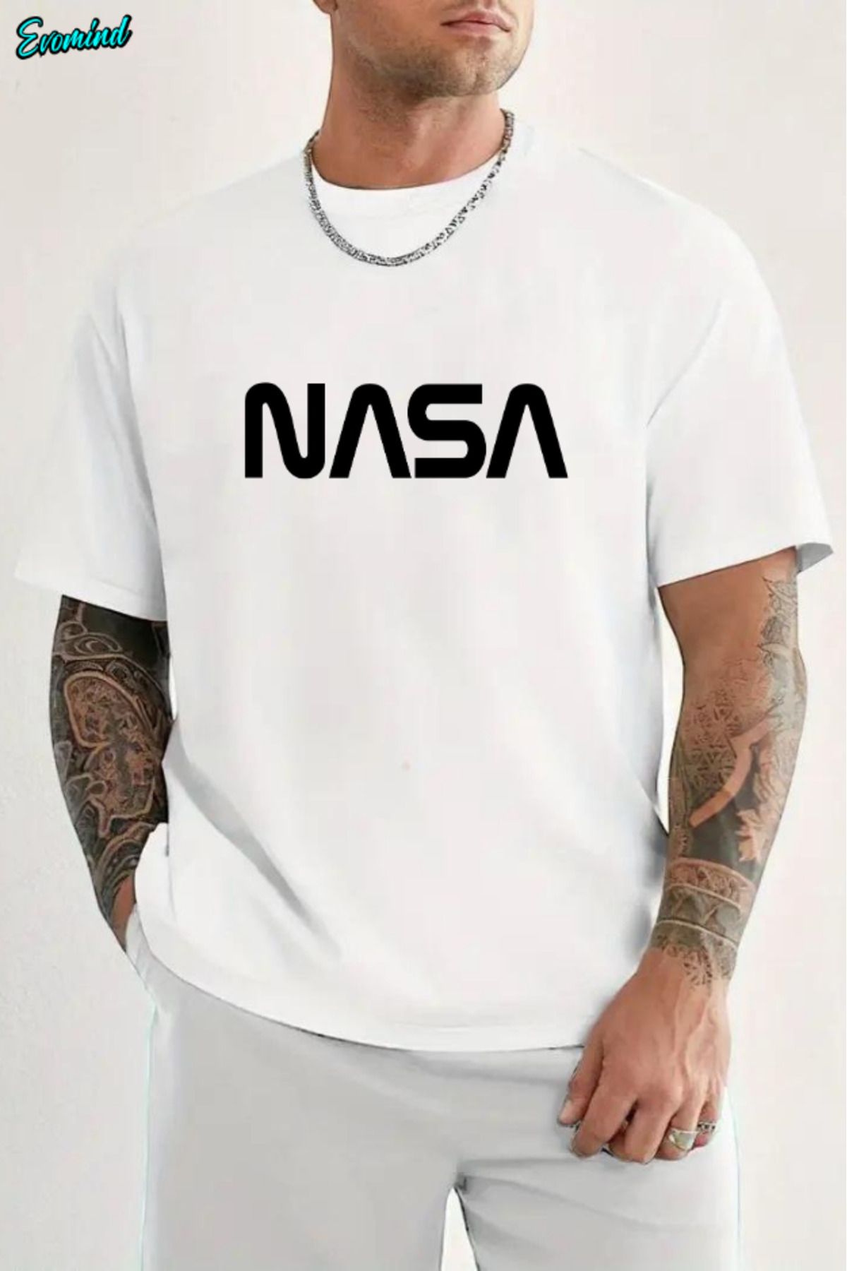 Evomind Nasa Yazı Baskılı Unisex T-shirt