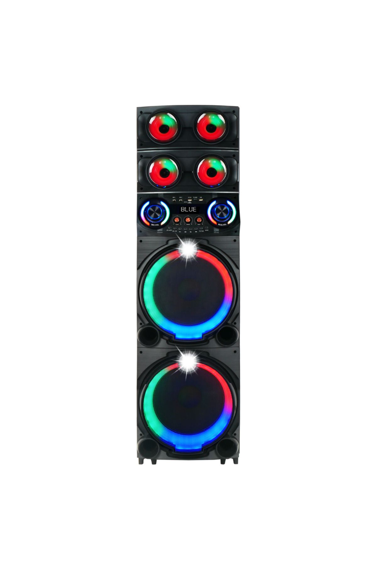 Megafox Teknoloji Zore GD-2126 Dijital LED Göstergeli FM Radyolu Mikrofonlu RGB TWS Çift 12 inç Stereo Bass Kablosuz