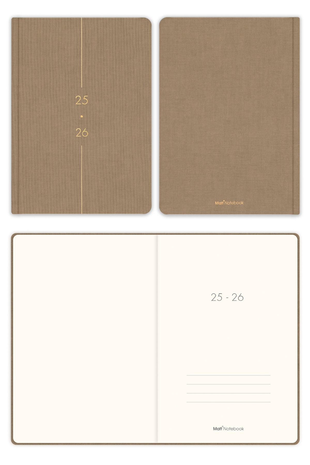 Matt Notebook-2025-2026 Ακαδημαϊκό Ατζέντα Α5 Λινό 15x21 cm - 17 Μηνιαίο Γαλακτοκόκκινο 4
