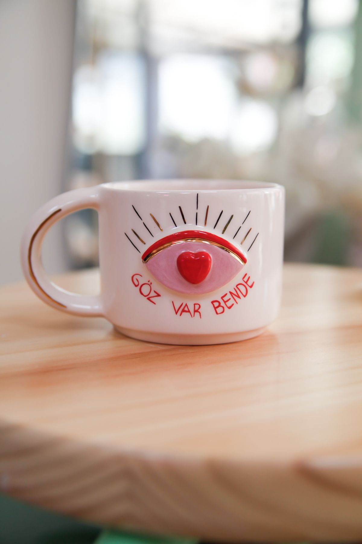 his ceramic Göz Var Bende Motto El yapımı seramik mug kupa 24K Gold detaylı