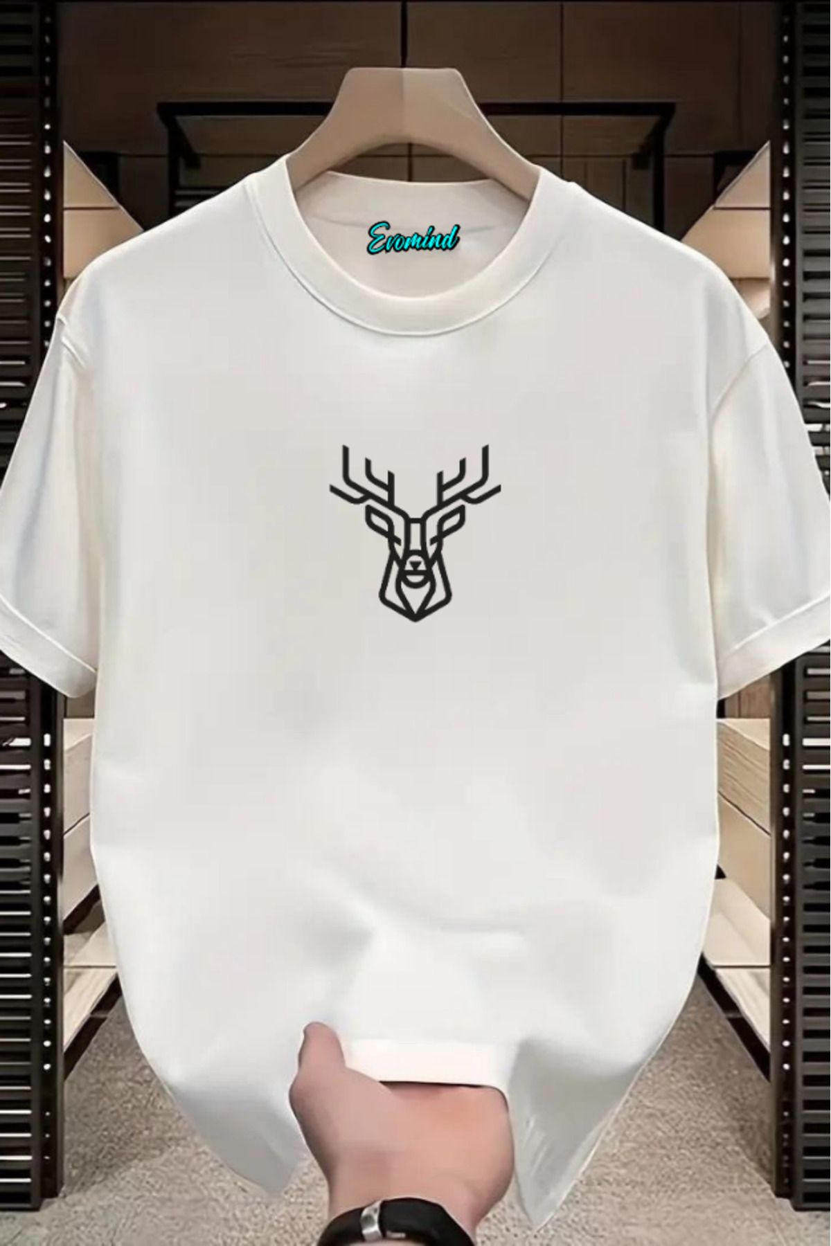 Evomind Geyik Baskılı Unisex T-shirt