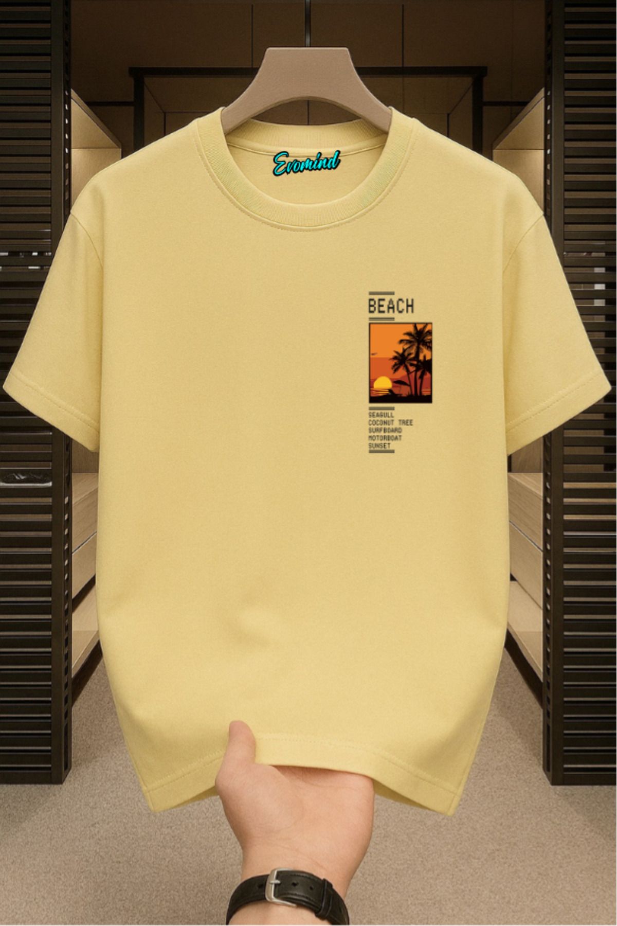 Evomind Beach Baskılı Unisex T-shirt