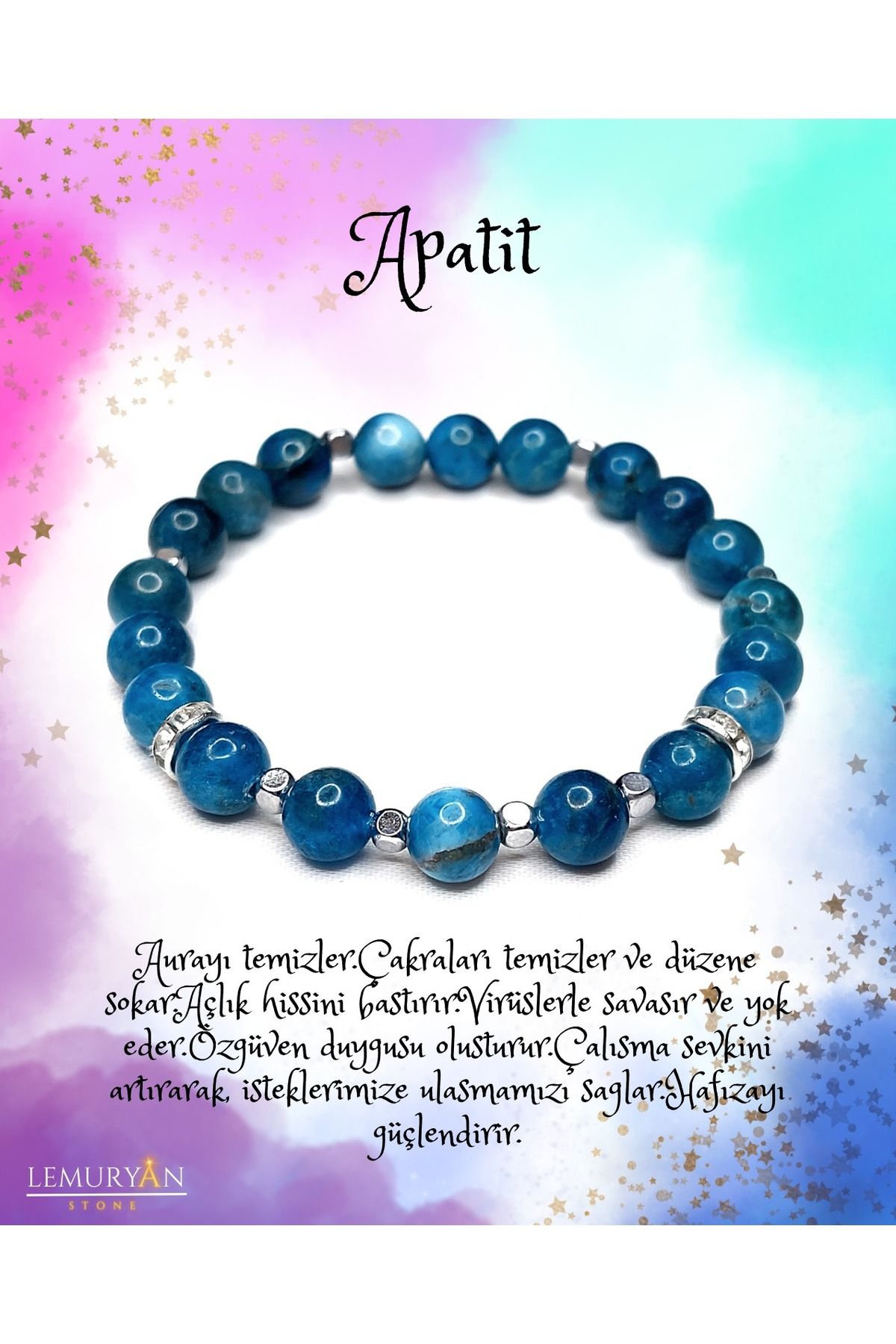 Herkimer Doğal Taş Apatit Tasarım Doğaltaş Bileklik