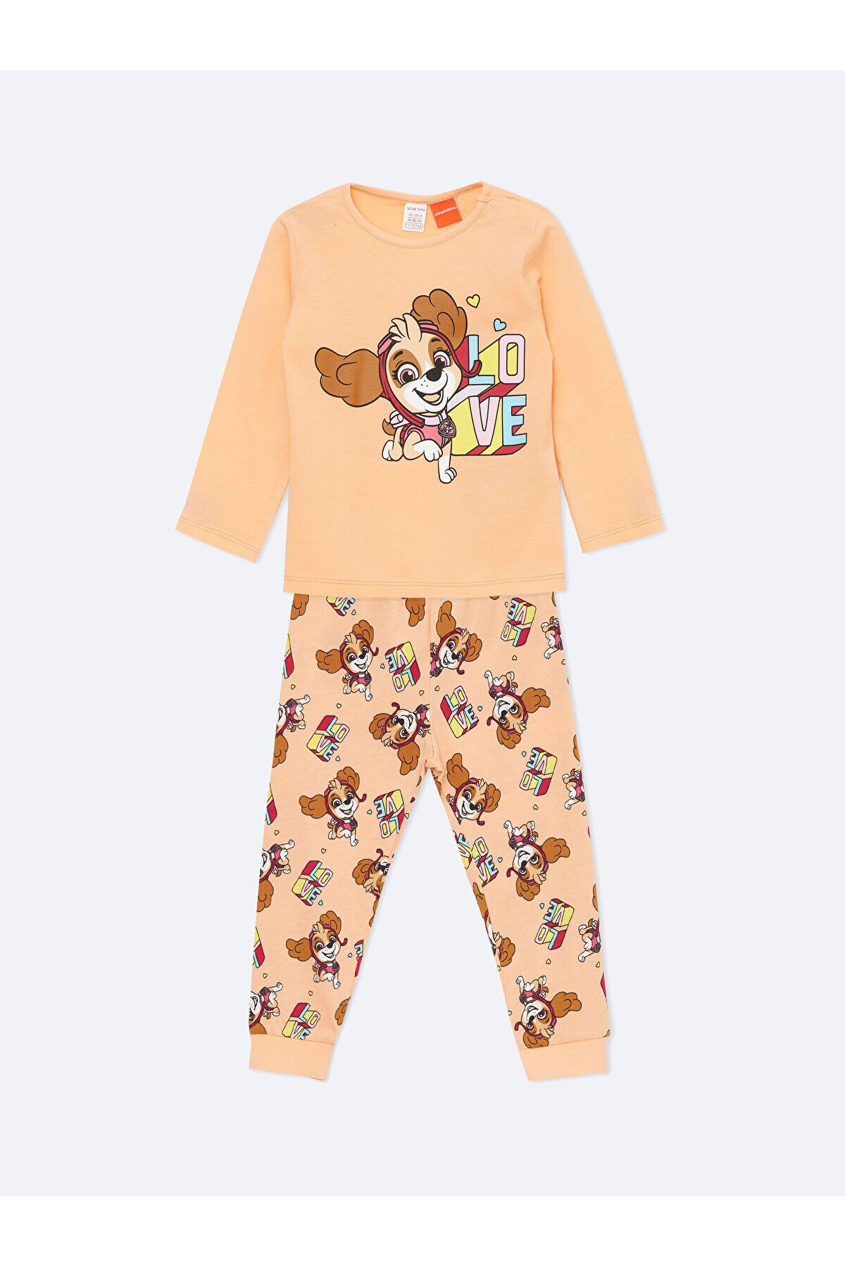 LC Waikiki Bisiklet Yaka Uzun Kollu Paw Patrol Baskılı Kız Bebek Pijama Takım