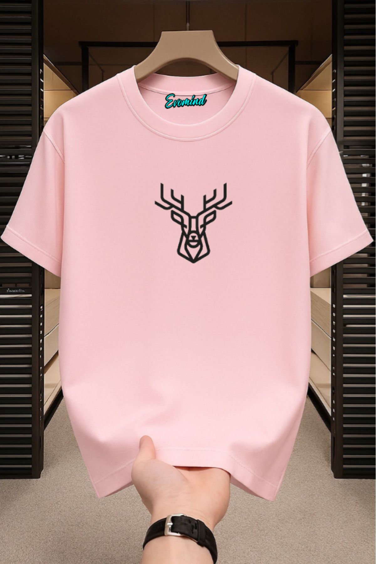 Evomind Geyik Baskılı Unisex T-shirt