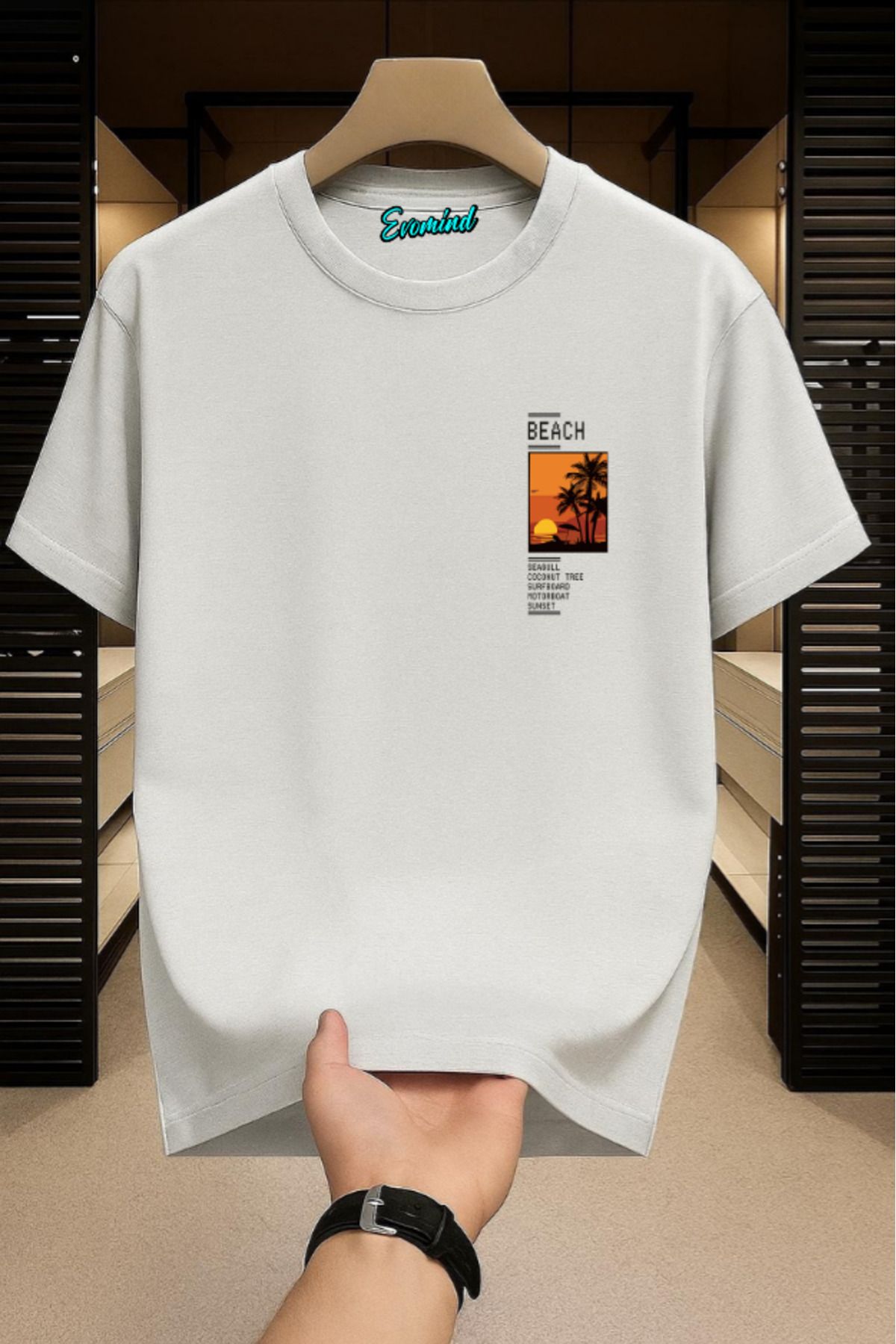 Evomind Beach Baskılı Unisex T-shirt