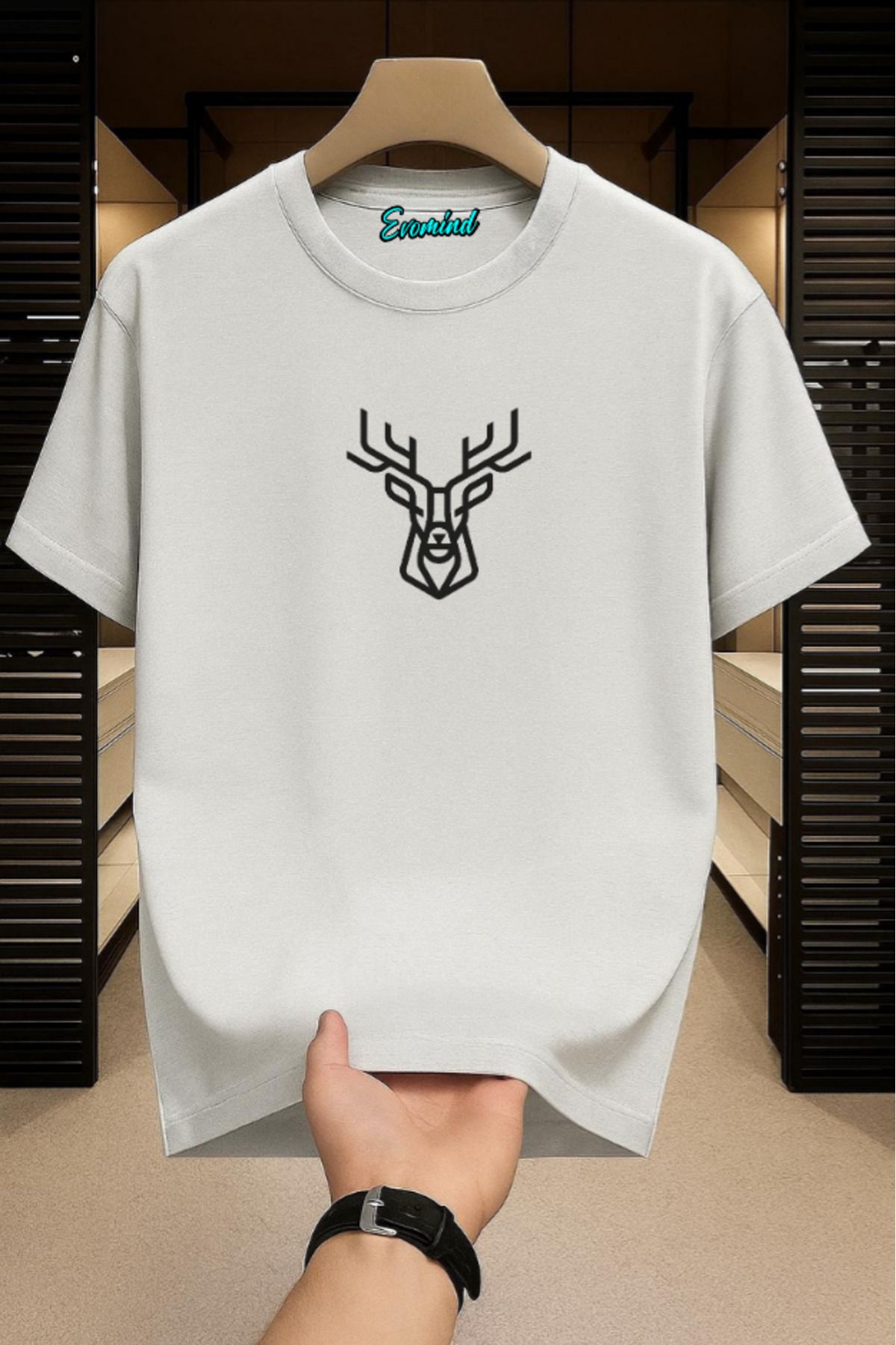 Evomind Geyik Baskılı Unisex T-shirt