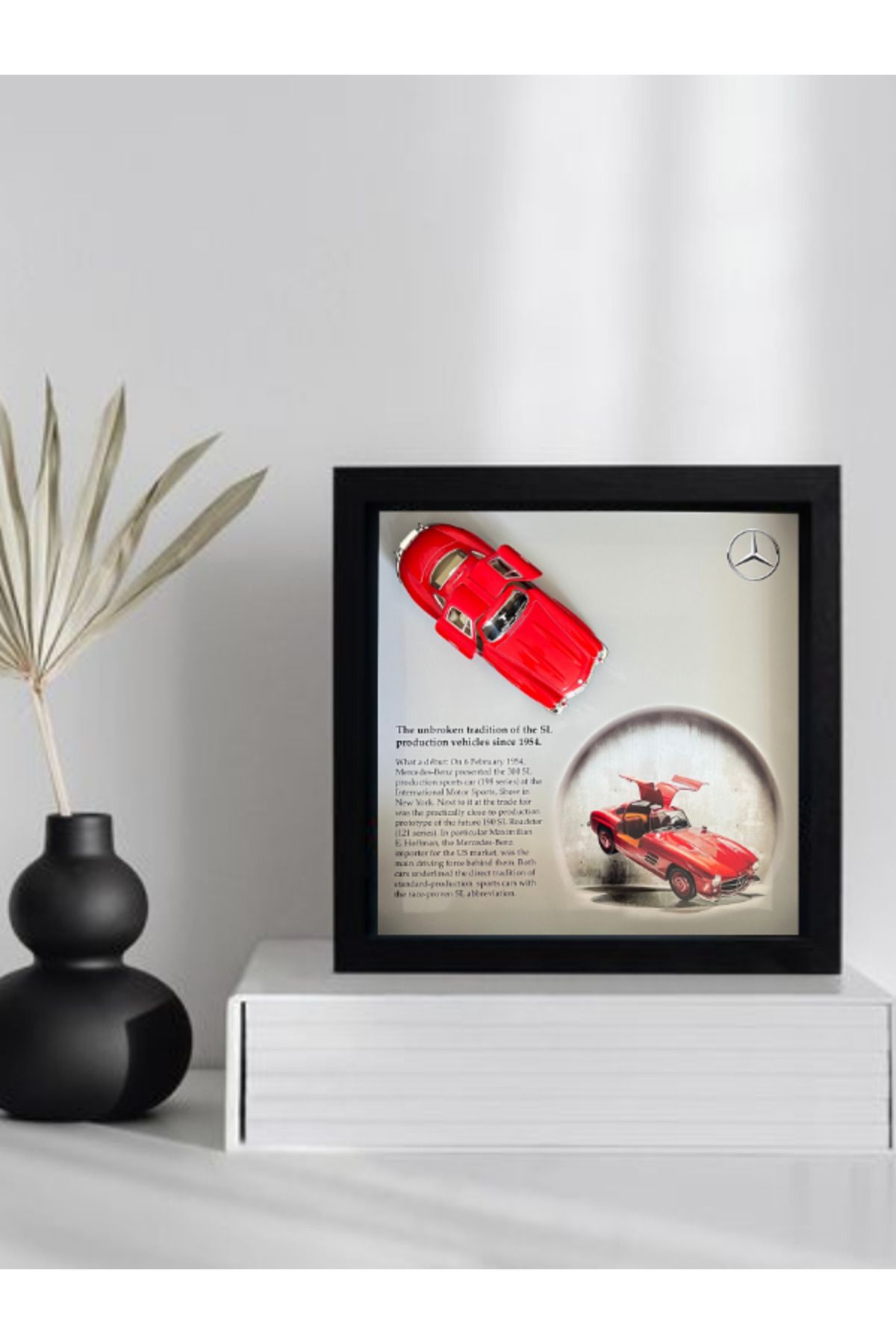 artevelle Mercedes-Benz 300 SL – Çerçeveli Diecast Model Tablo (1:32 Ölçek, Siyah MDF Çerçeve, UV Baskı)