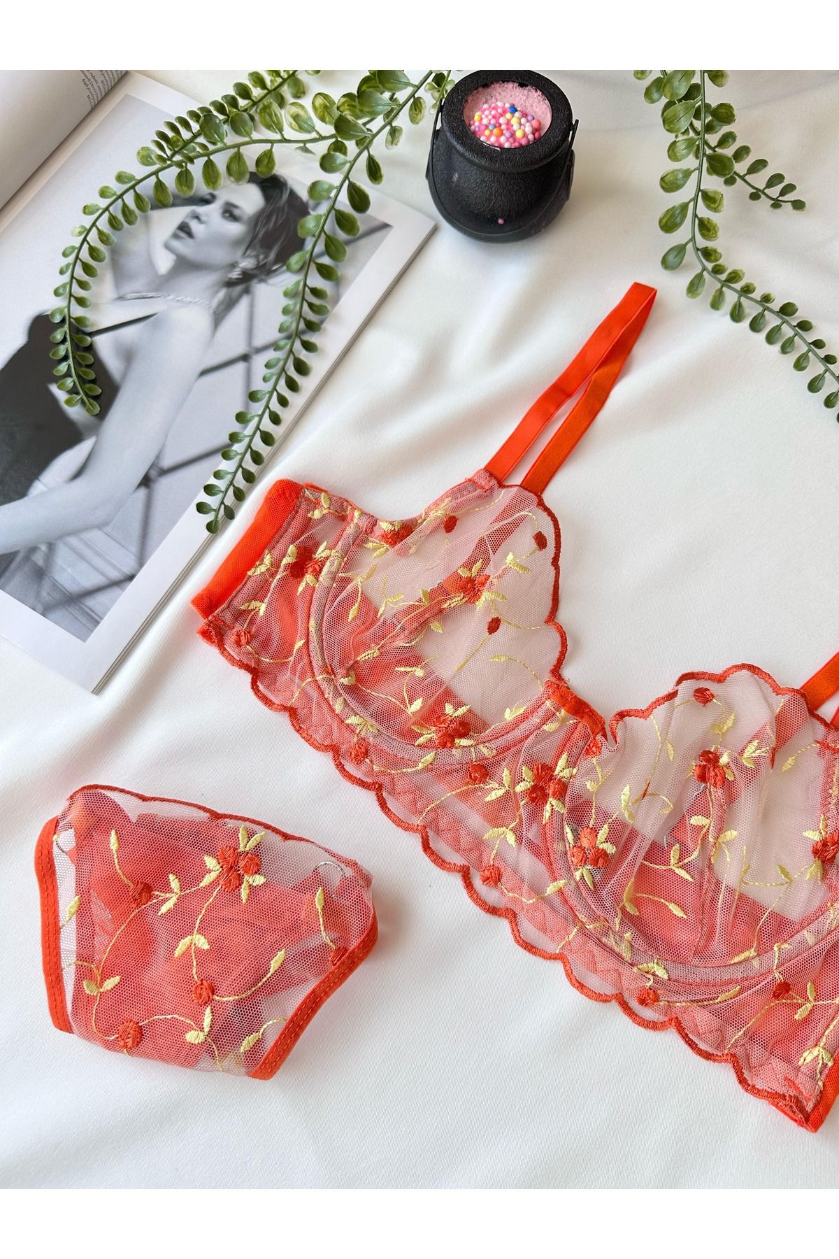 Ht Sağlık Çiçekli Sütyen Takımı Bralet Set