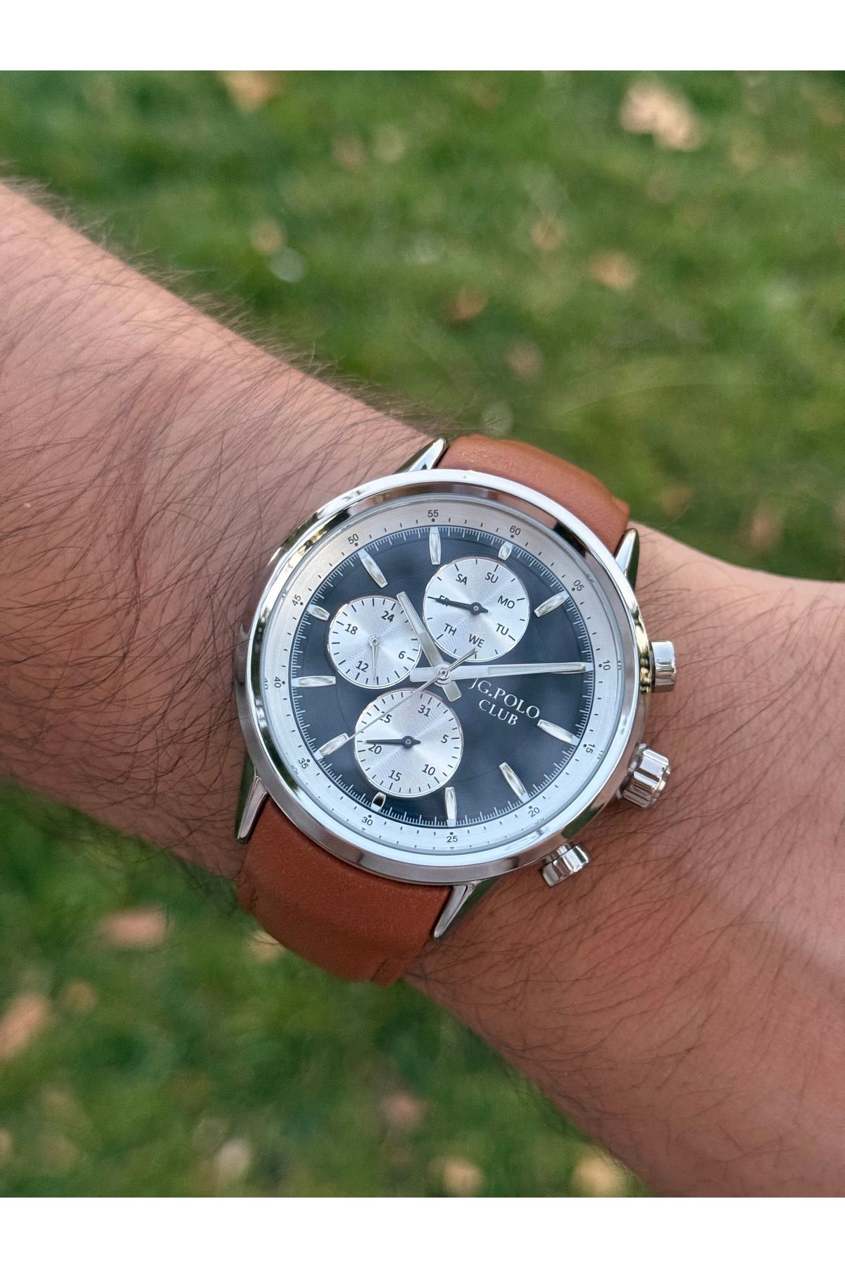 JG. Polo Club JG.POLO CLUB ÇELİK KASA KORDON TABA RENK GÜMÜŞ RENK KASA FONKSİYONLU ERKEK SAATİ