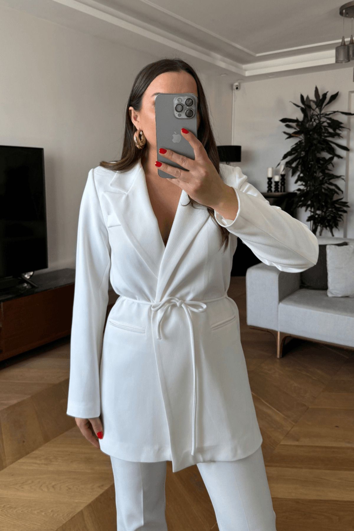 Tuba Butik Bağlama Detaylı Blazer Kadın Ceket
