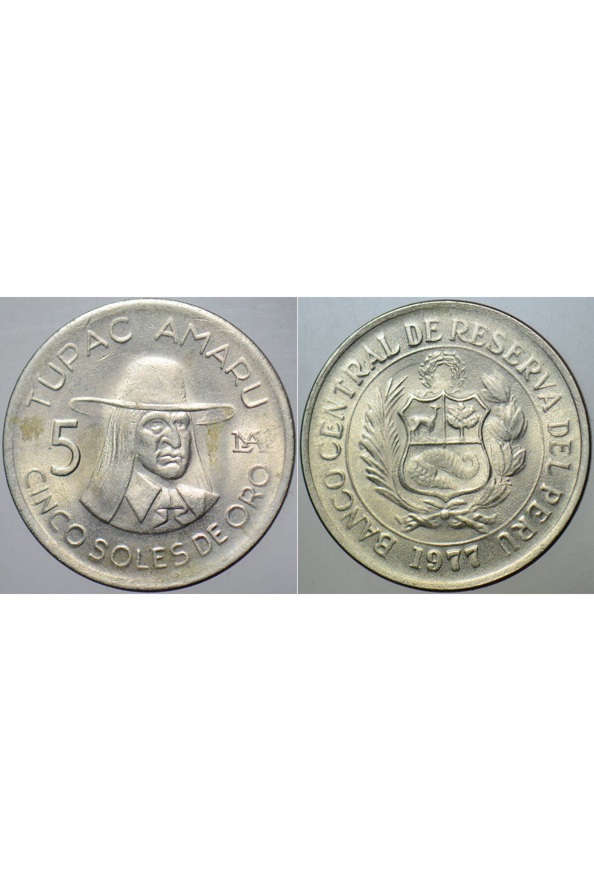 Banknoting PERU 5 SOL 1977 TUPAC AMARU. ÇİL(-).