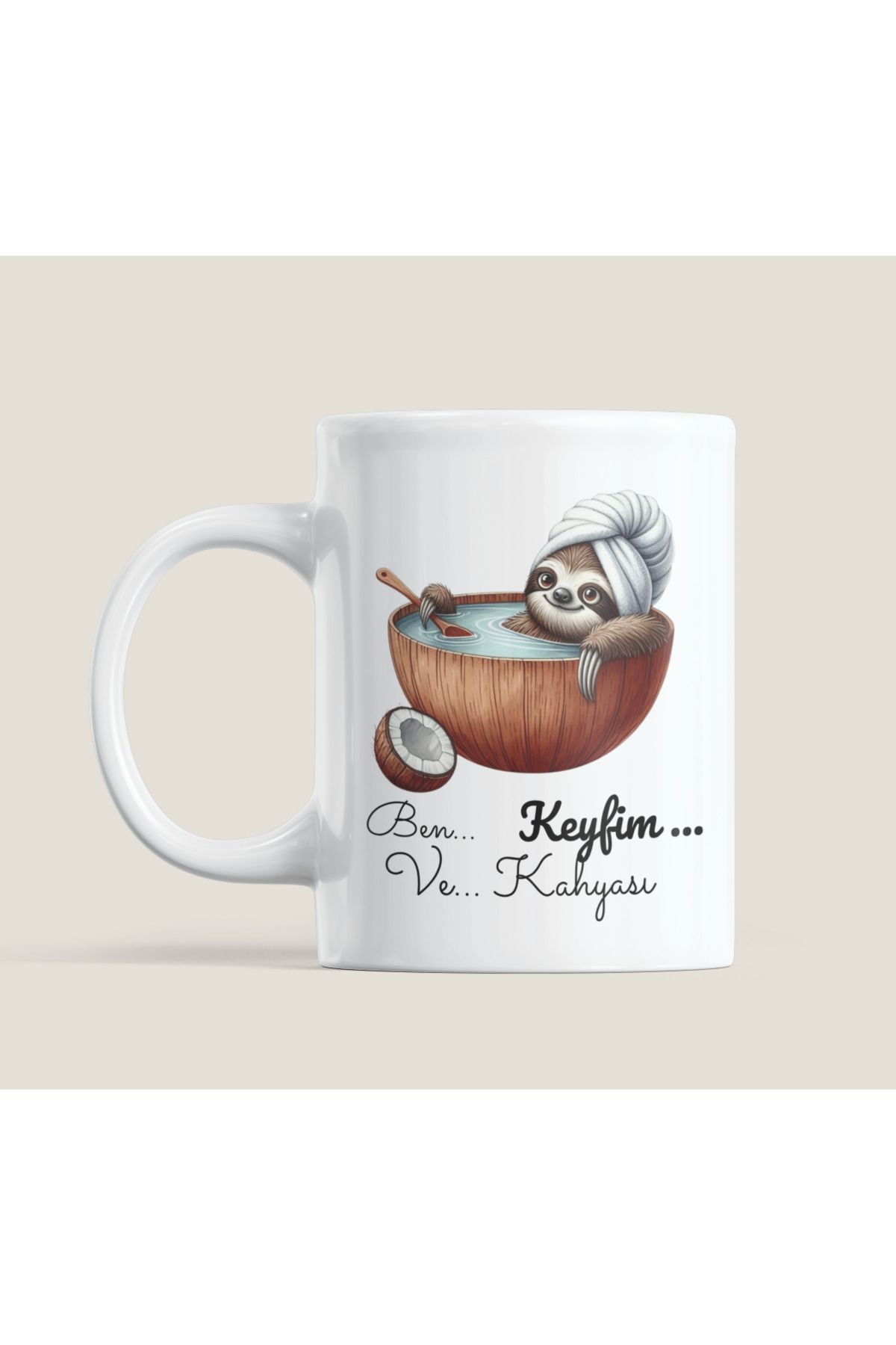 Nino Store 🦥 "Ben, Keyfim ve Kahyası" Yazılı Eğlenceli Tasarımlı Hediyelik Kupa Bardak