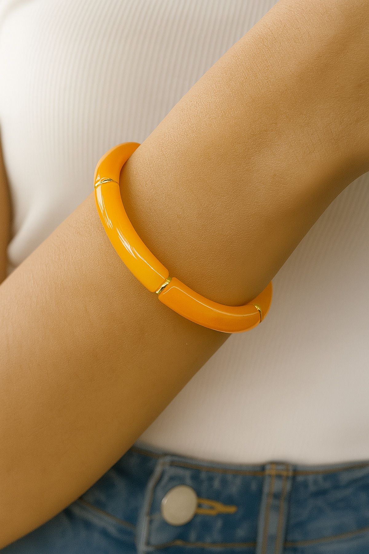 dela otantik El Yapımı Bohem Parlak Akrilik Kalın Ayarlanabilir Bileklik – Otantik Bijuteri Takı - Bracelet