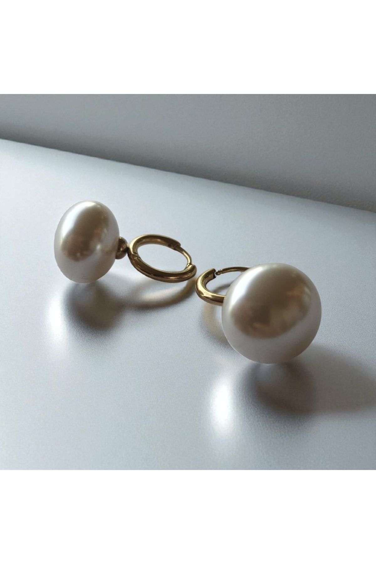Fundéa Jewelry İnci Vurgusu Küpe, Yaz Sezonu Gösterişli Trend takı, çelik, Altın rengi
