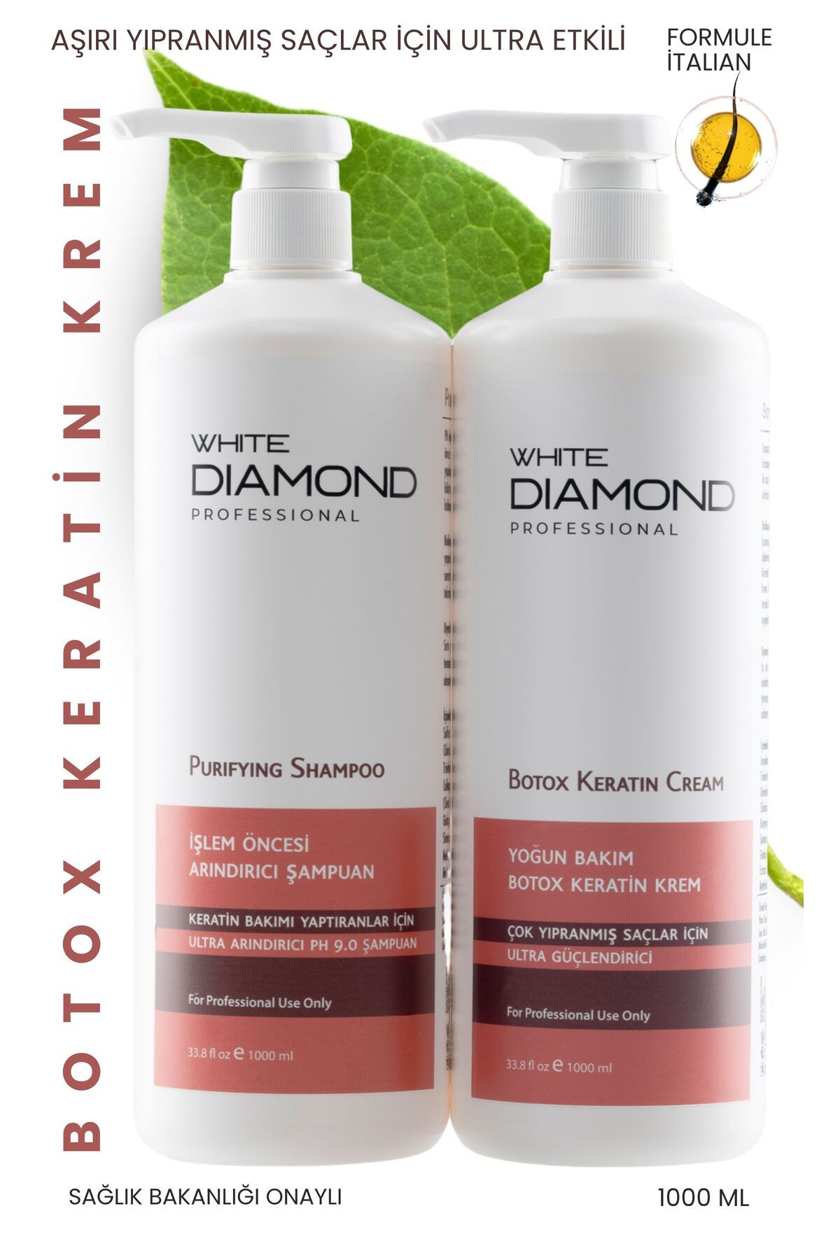 WHİTE DİAMOND White Diamond Botox Keratin Profesyonel saç bakım Aşırı yıpranmış saçlar için güçlü etkili bakım