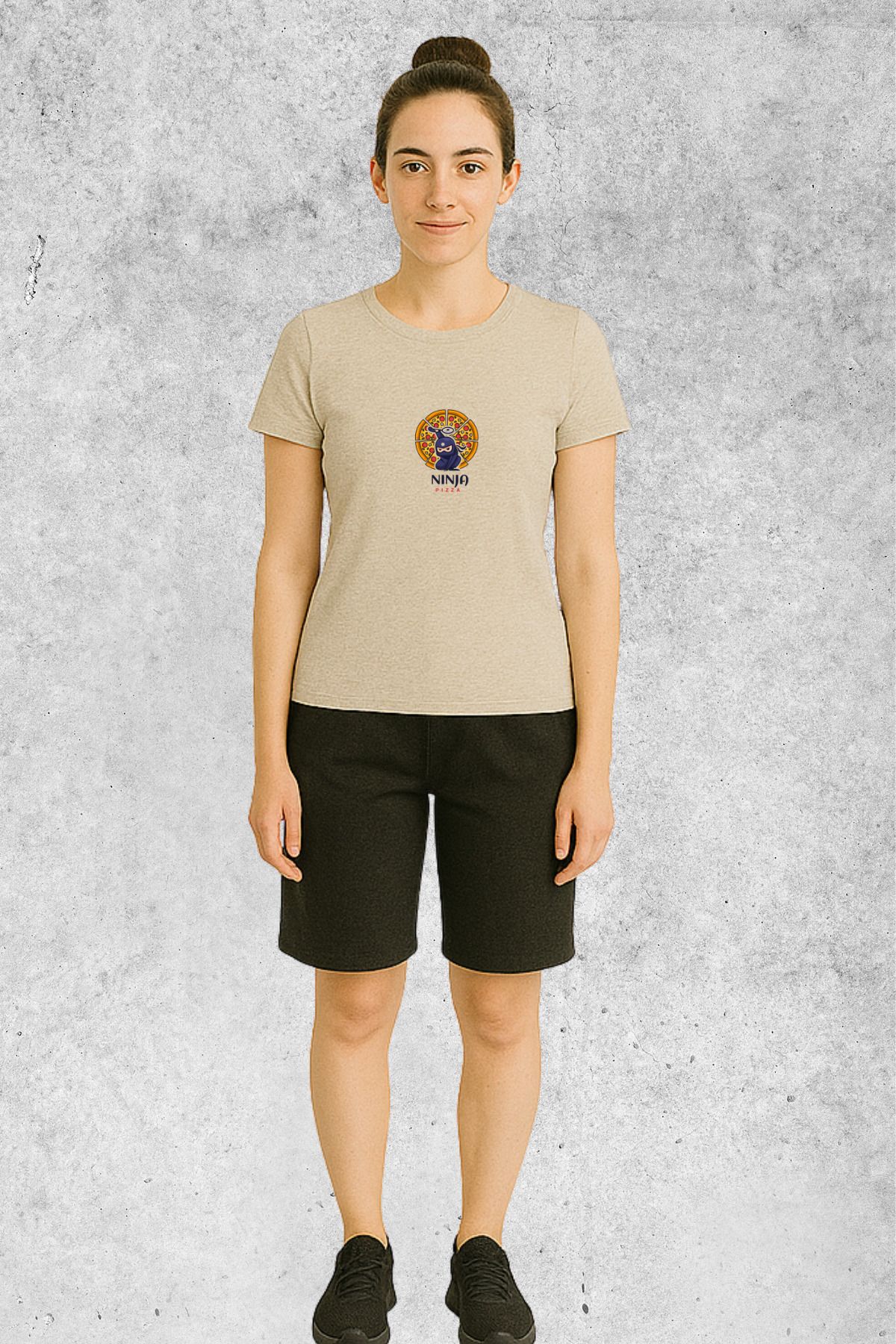 MOLICO Basic unisex sıfır yaka kısa kollu NİNJA PİZZA BASKILI TSHİRT