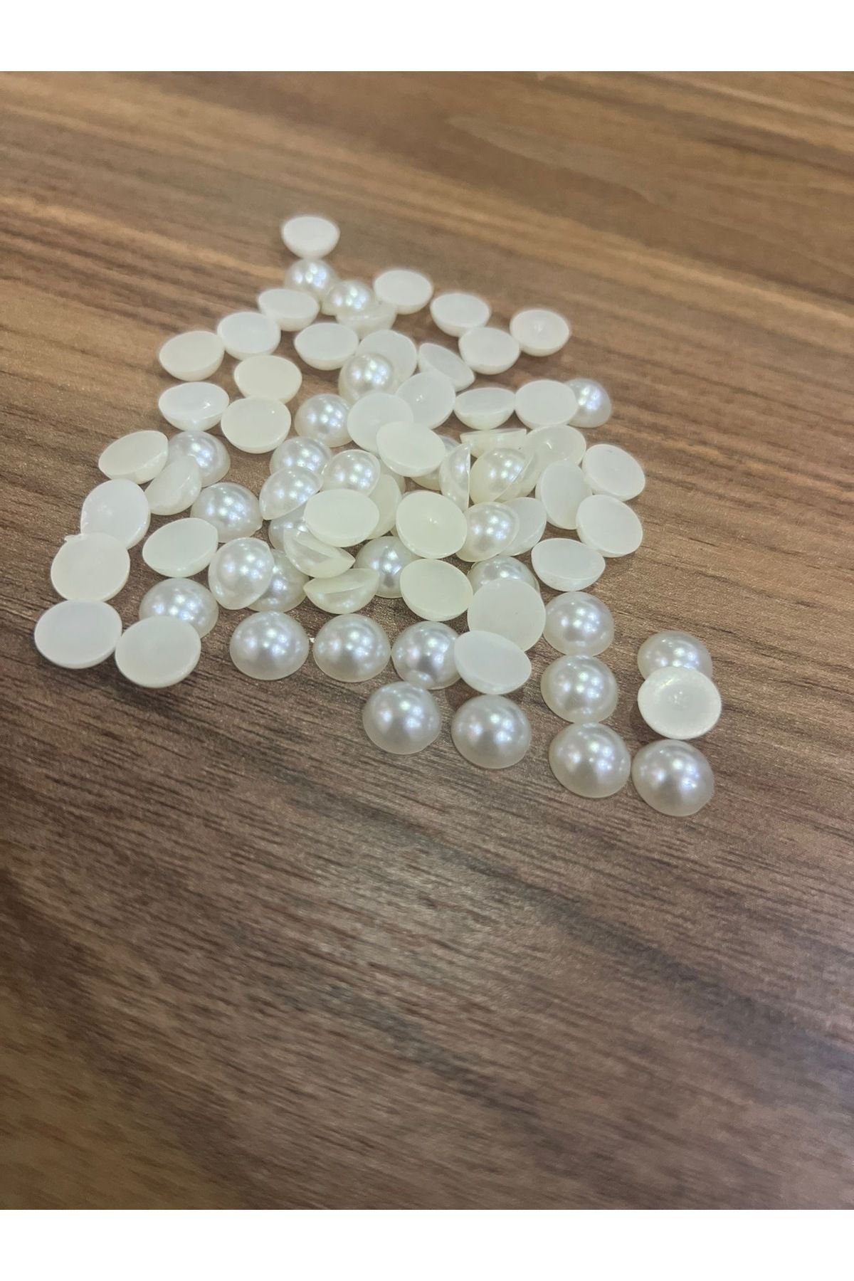 Zelisceisler 8mm Yarım Inci Krem -Yapıştırma Deliksiz