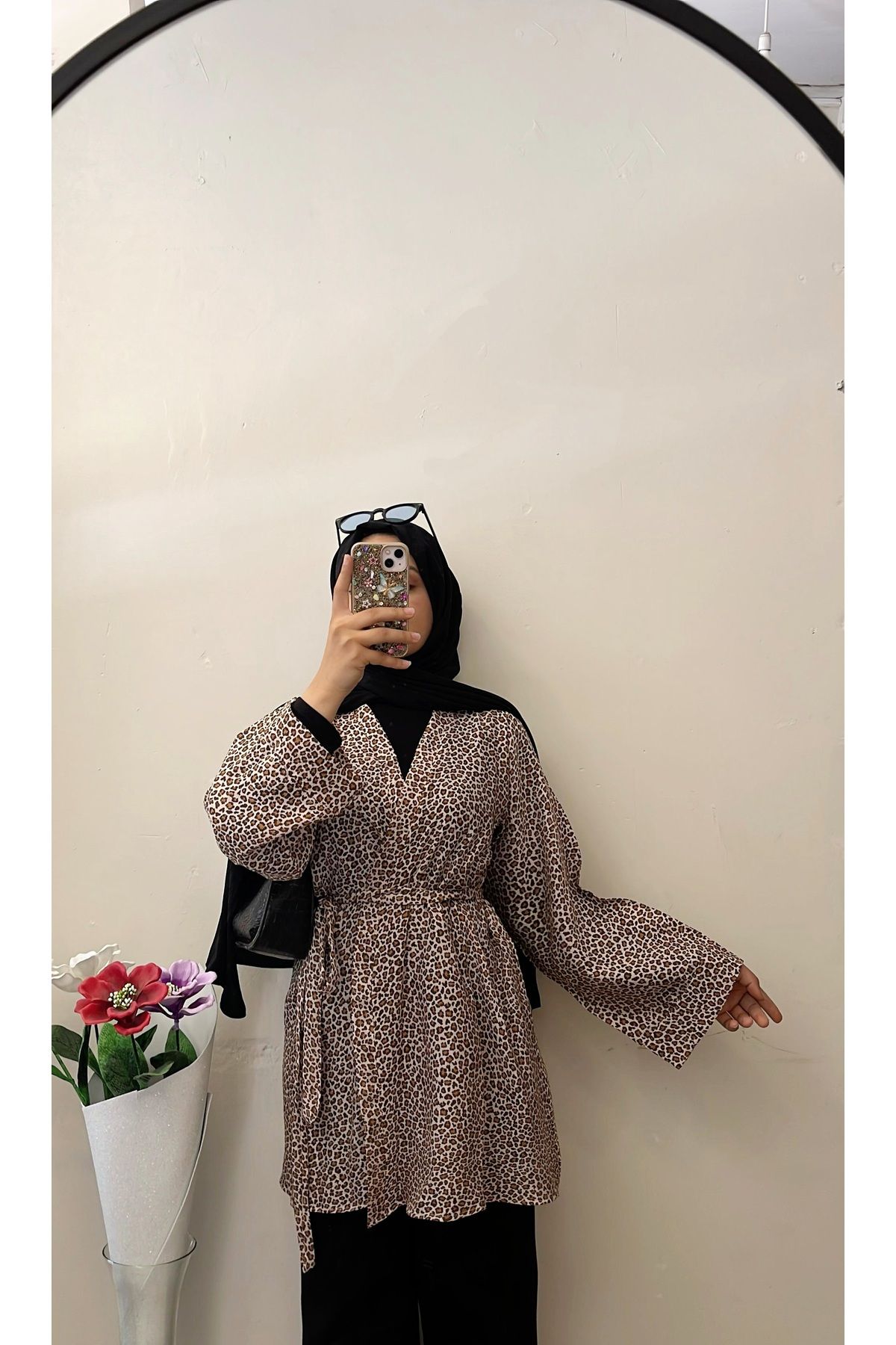 DİLEKBUTİK-Leopard Linen Summer Kimono 2