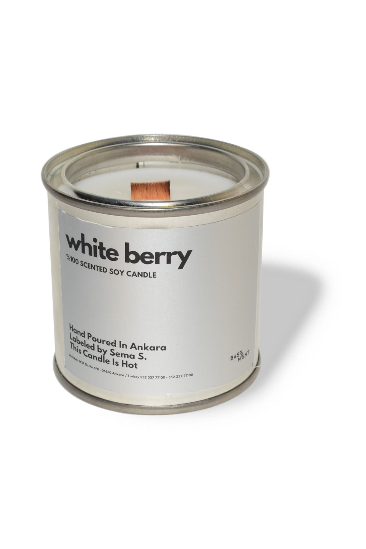 Basement Atellier Metal Kapta Esanslarla Zenginleşen Dekoratif Soya Mum : 280 gr : White Berry