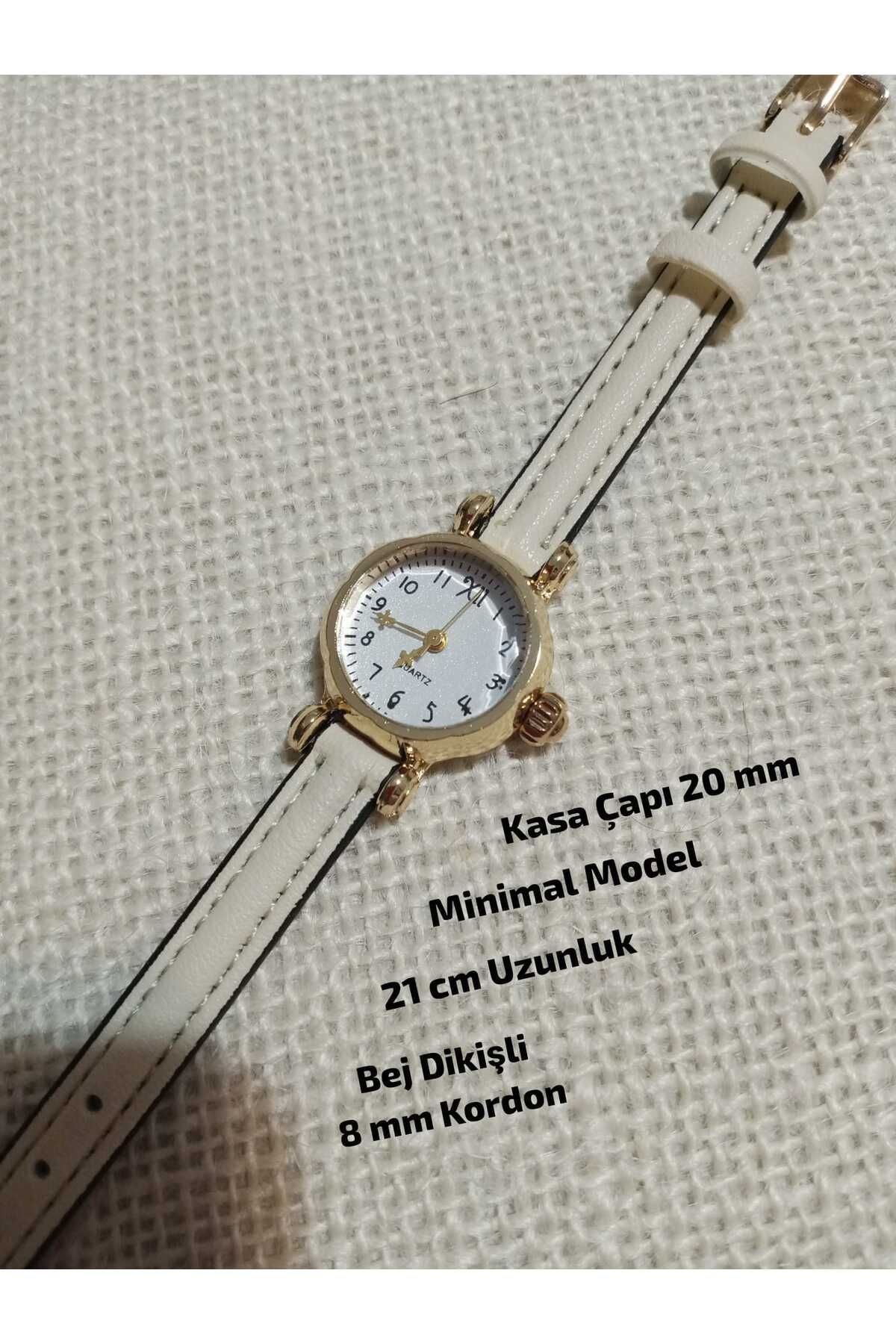 Brality Retro Minimal Model Vintage Still GOLD Kasa Kadın Kol Saati.. Rakamlı Detaylı.. Bej Kordon 0112