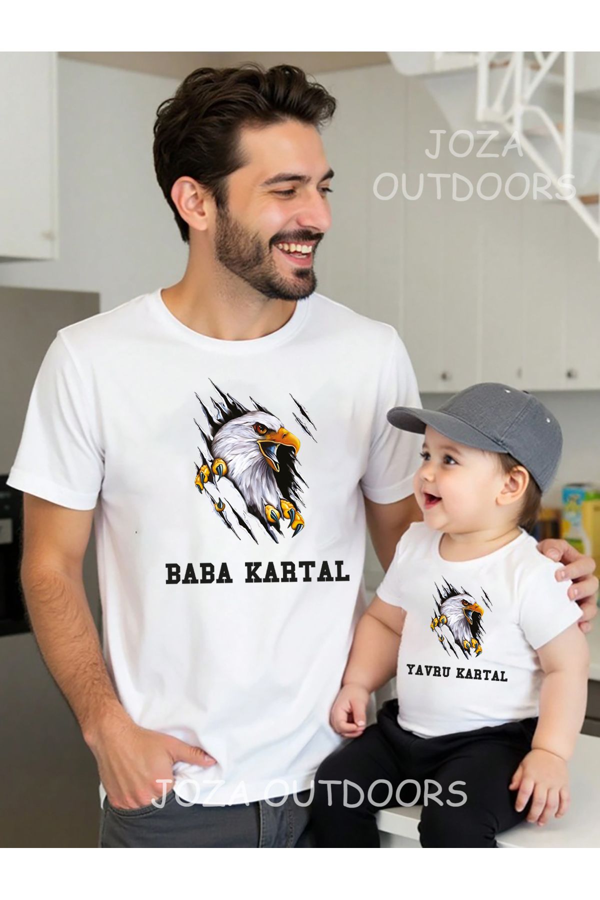 Joza Outdoors Yavru Kartal Ön Baskılı Oversize Tshirt Baba & Çocuk Kız-Erkek Kombini ( TEK ÜRÜN FİYATIDIR )