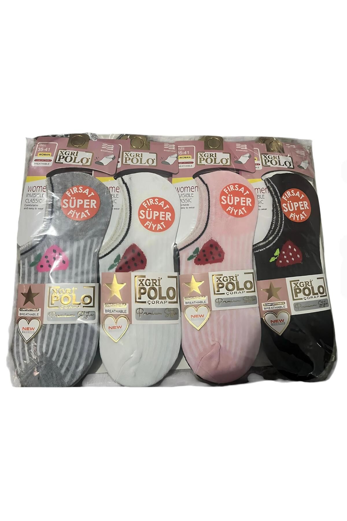 4GEN Xgri Polo 6'lı Desenli Patik Çorap Asorti