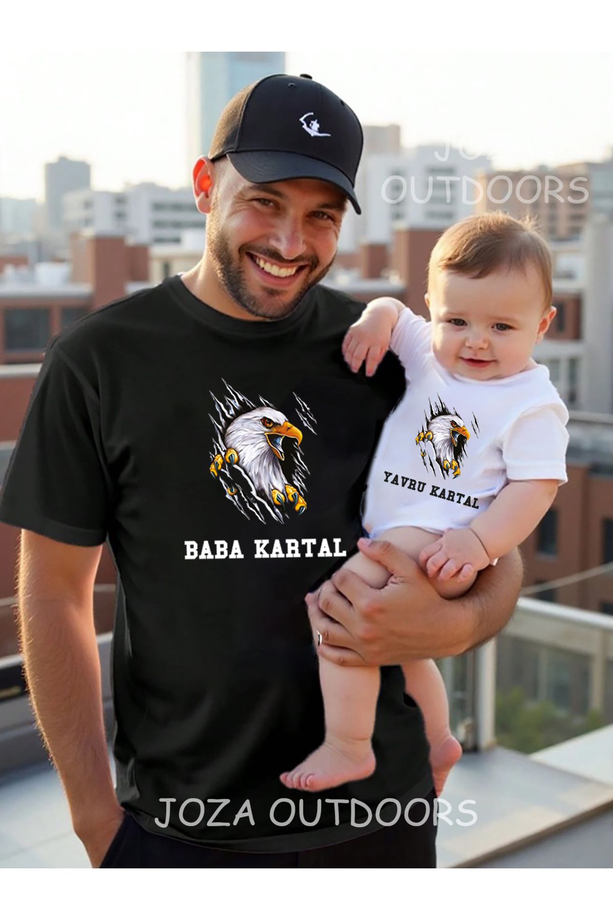 Jobia Outdoors Yavru Kartal Ön Baskılı Oversize Tshirt Baba & Çocuk Kız-Erkek Kombini ( TEK ÜRÜN FİYATIDIR )