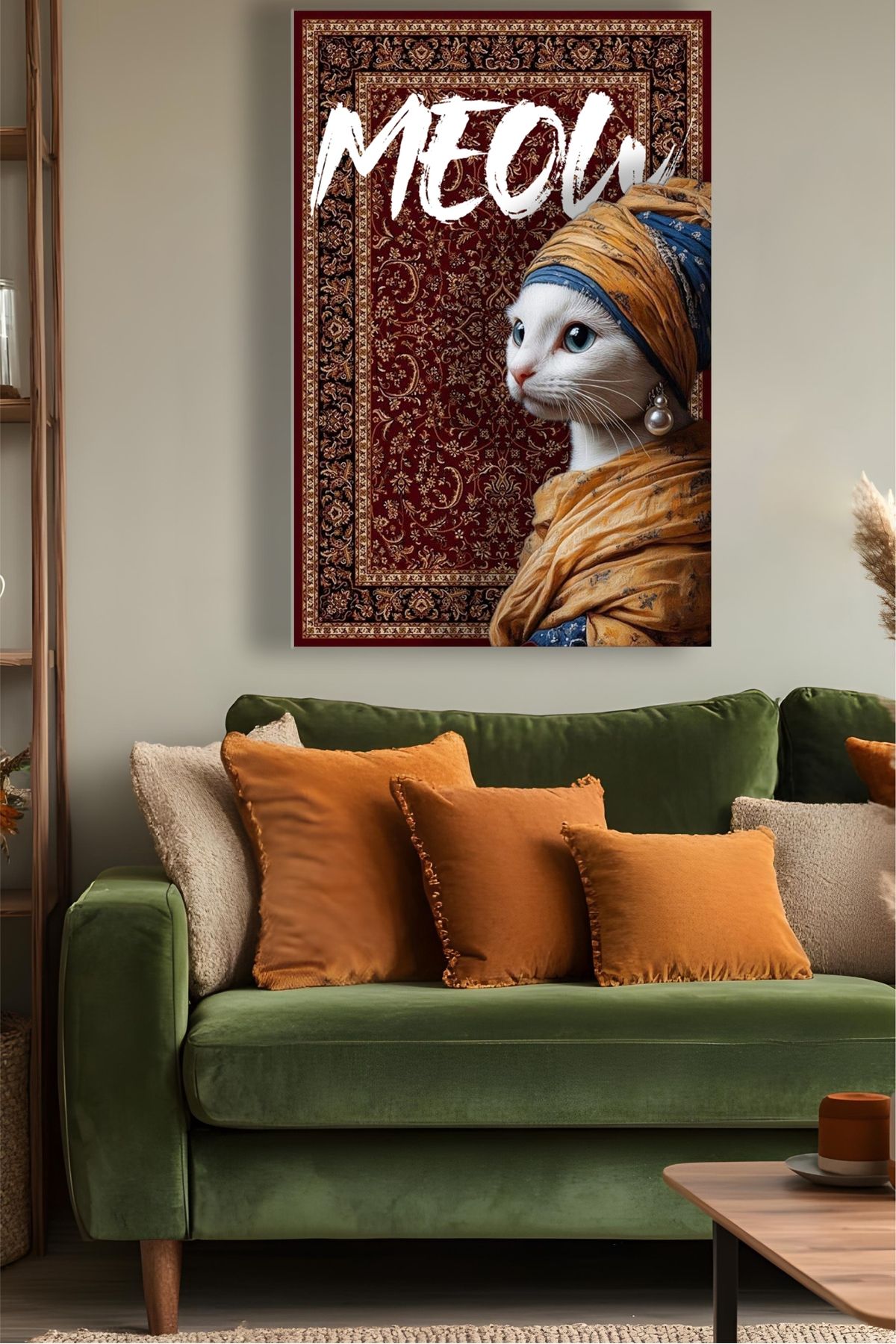 Martco Kilim Motifli Kedi Görseli Kanvas Tablo | Canvas Tablo