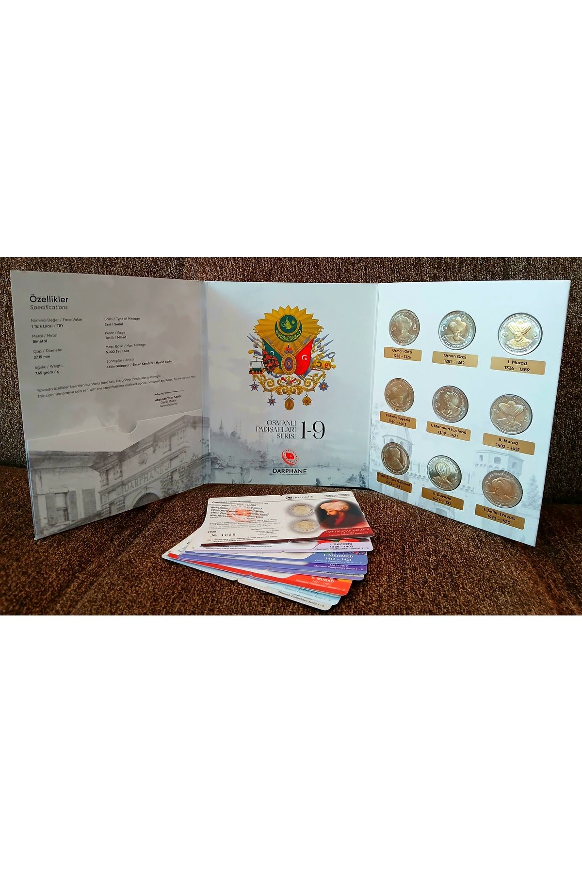 DÜZGÜN TİCARET OSMANLI PADİŞAHLAR SERİSİ 9 LU SET, NO:1-9, ÇİL, DARPHANE HATIRA BİMETAL PARA
