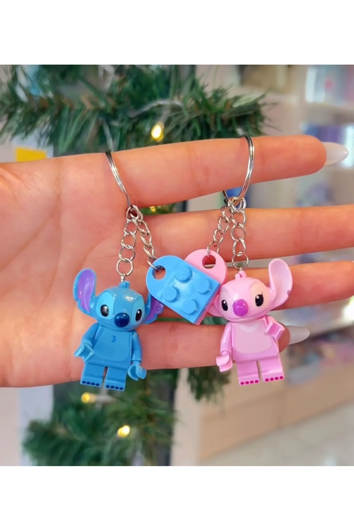 marimari Stitch Ve Angel Mini Figür Çift Anahtarlik hediyelik