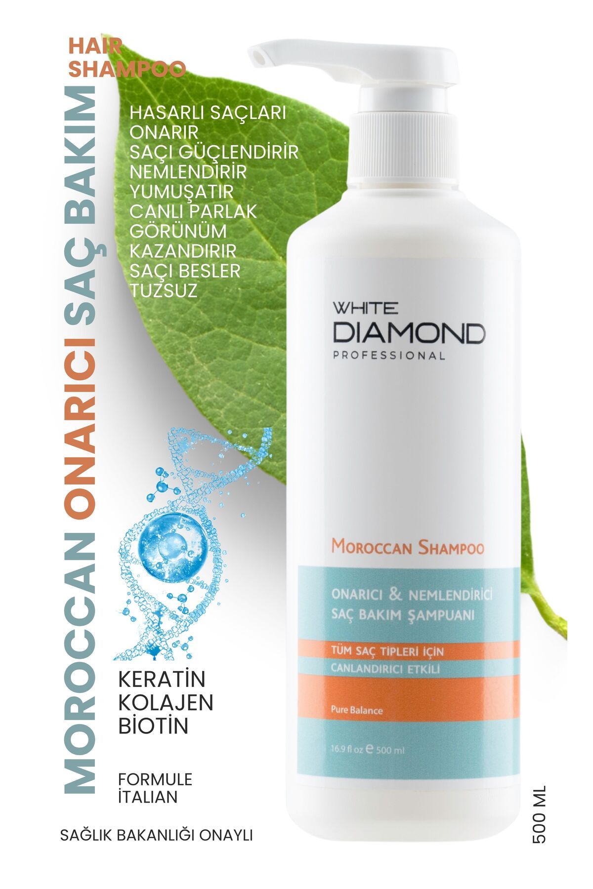 WHİTE DİAMOND Moroccan Saç Bakım Şampuanı Onarıcı Nemlendirici Canlandırıcı Etkili 500 ml