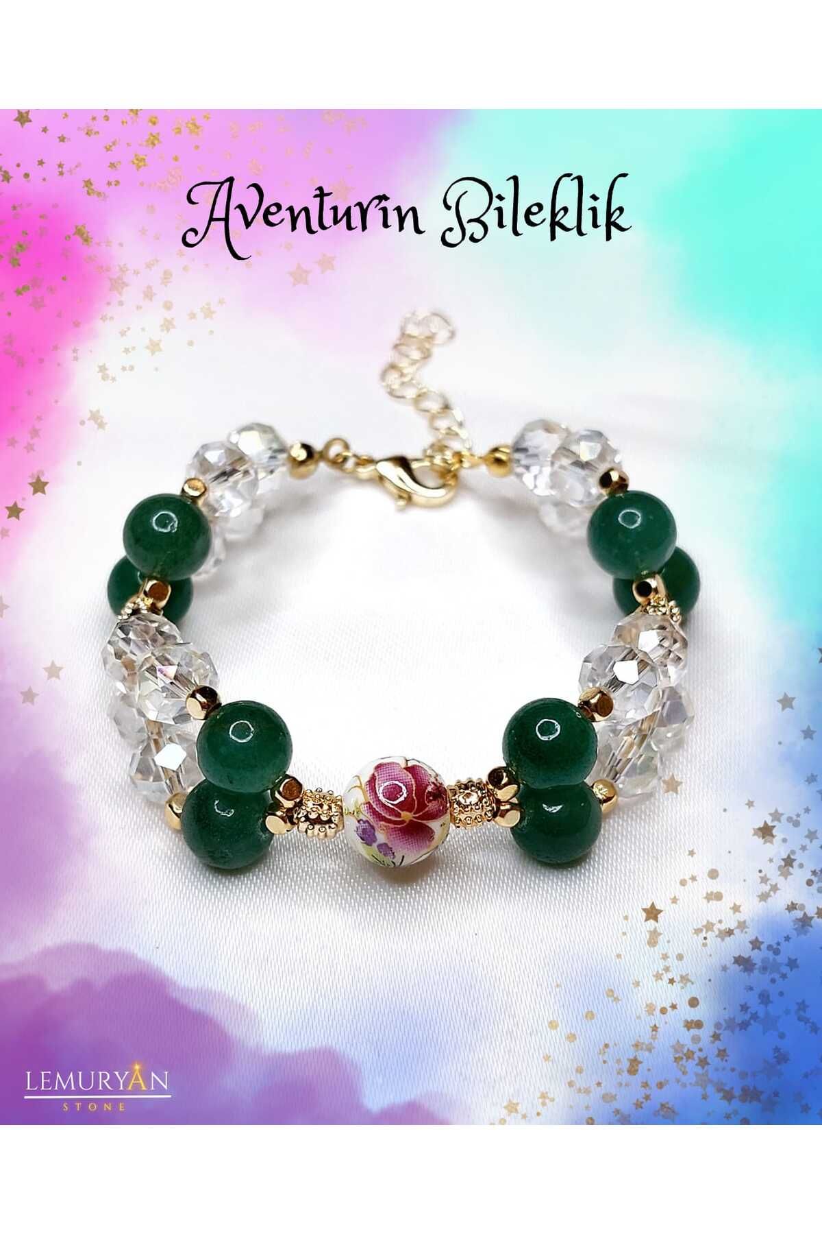 Herkimer Doğal Taş Aventurin Kadın Tasarım Doğaltaş Bileklik