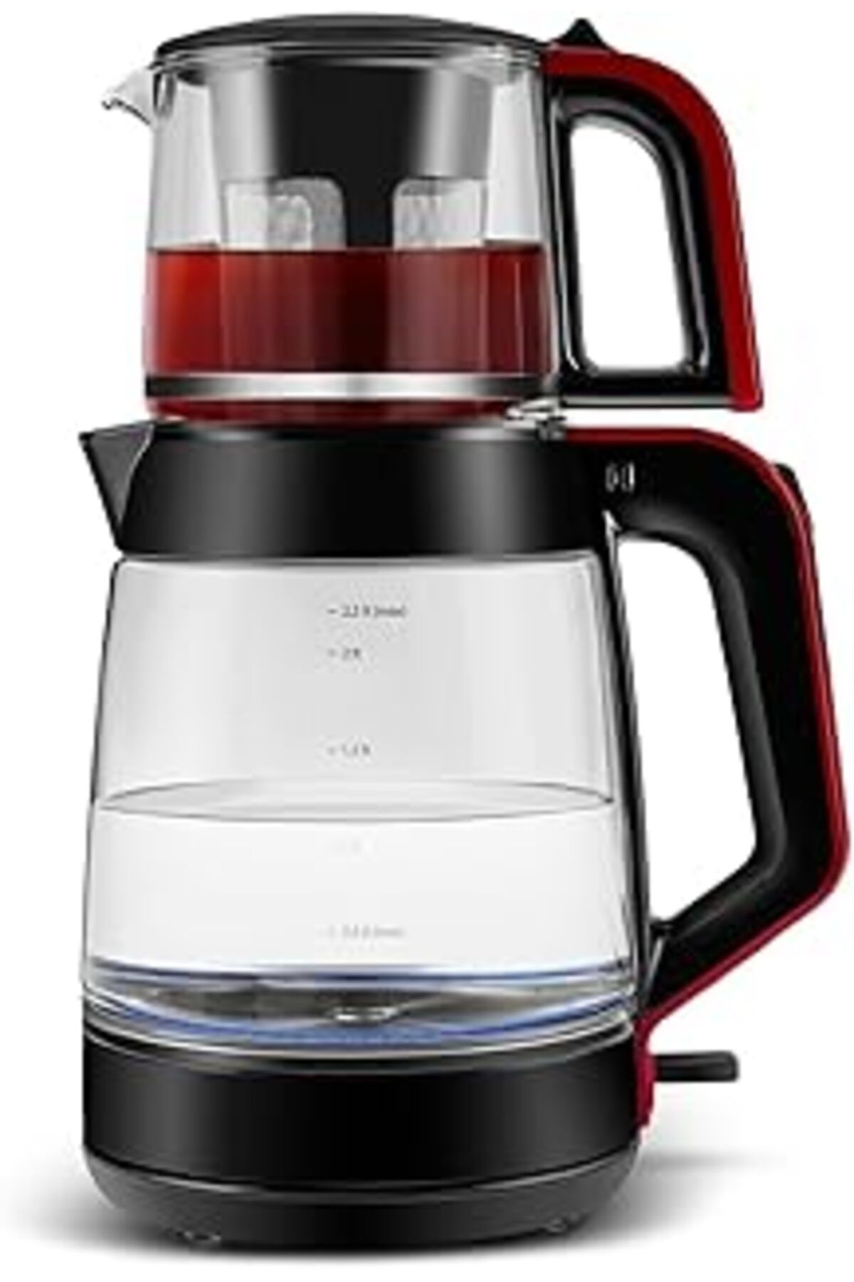 Mu Art Ahşap Karaca Glass Tea Xl 2 In 1 Cam Çay Makinesi Kırmızı
