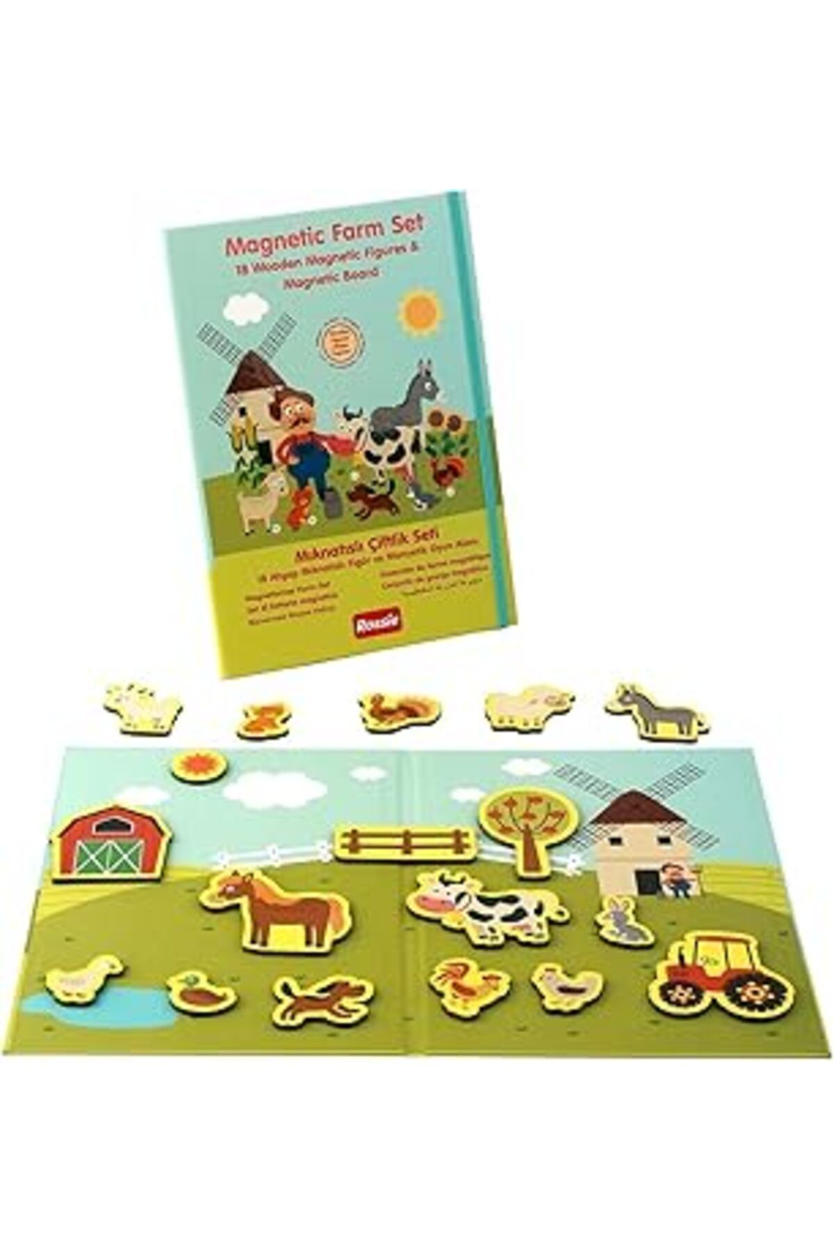 Mu Art Ahşap Rossie 48407 Ahşap Mıknatıslı Çiftlik Oyun Seti Mıknatıslı Oyun Alanı, Çok Renkli