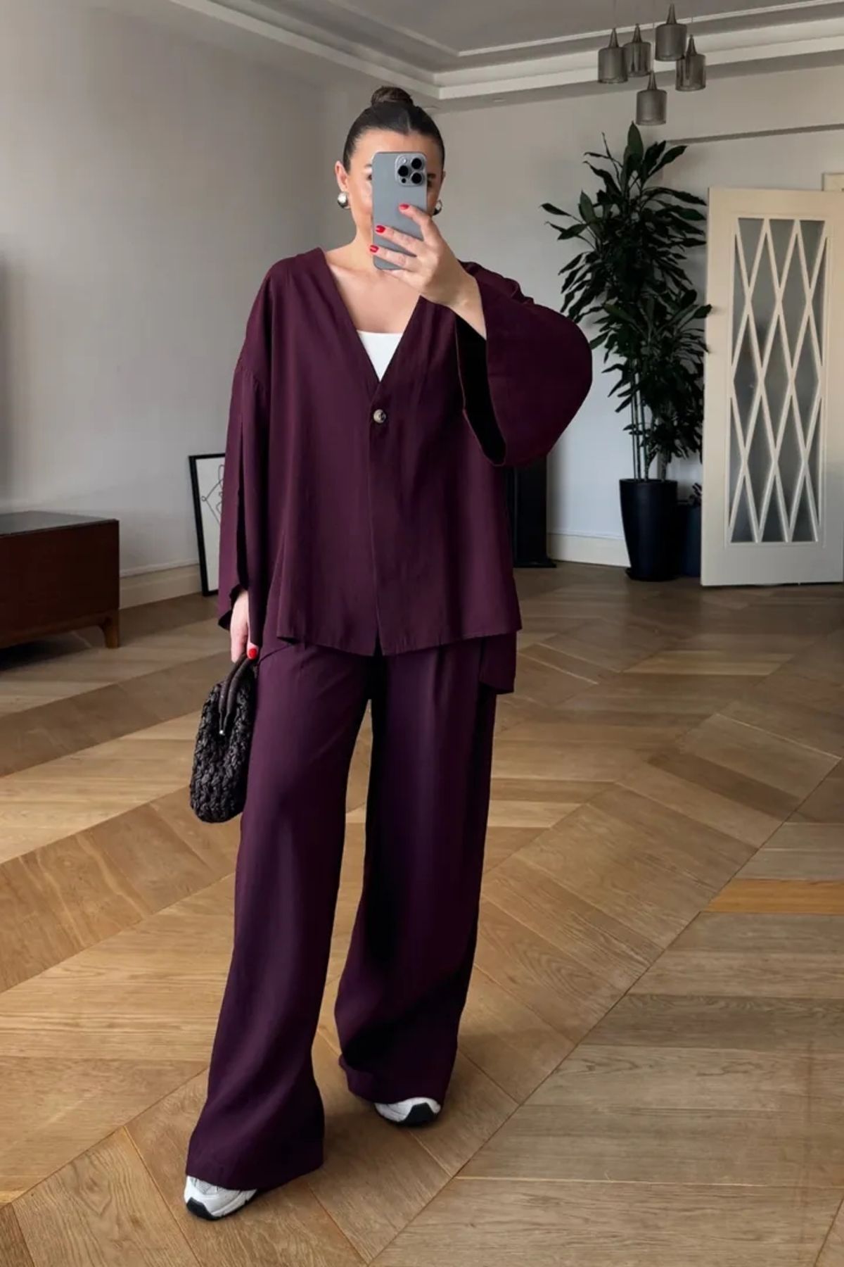 Tuba Butik Modal Overzise Gömlek Pantolon Kadın Takım