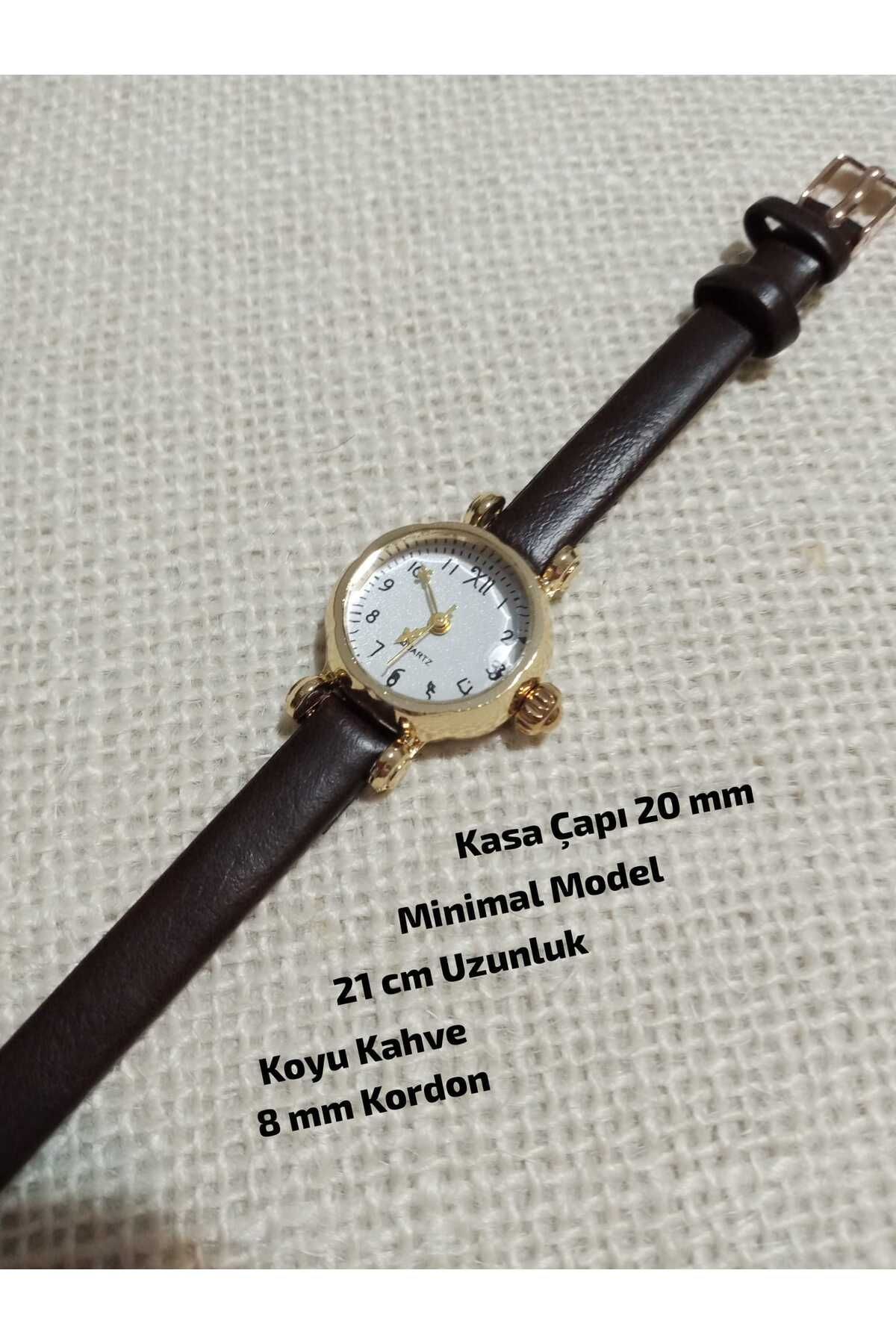 Brality Retro Minimal Model RAKAMLI Vintage Still GOLD Kasa Kadın Kol Saati.. Koyu Kahve Kordon 0112